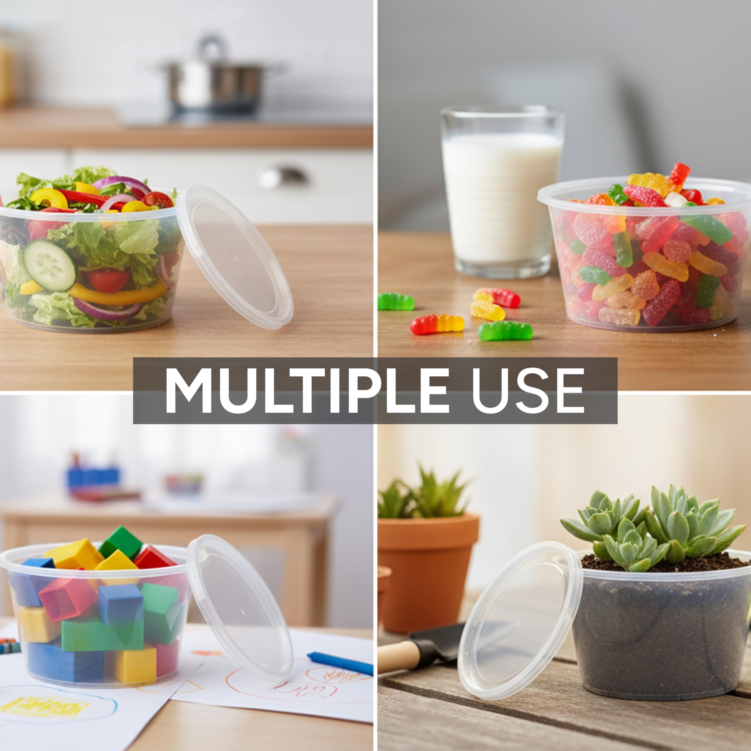 AVLASH 50 Pack 450ml (16oz) Round Stackable Plastic Food Containers with Lids | BPA-Free 6