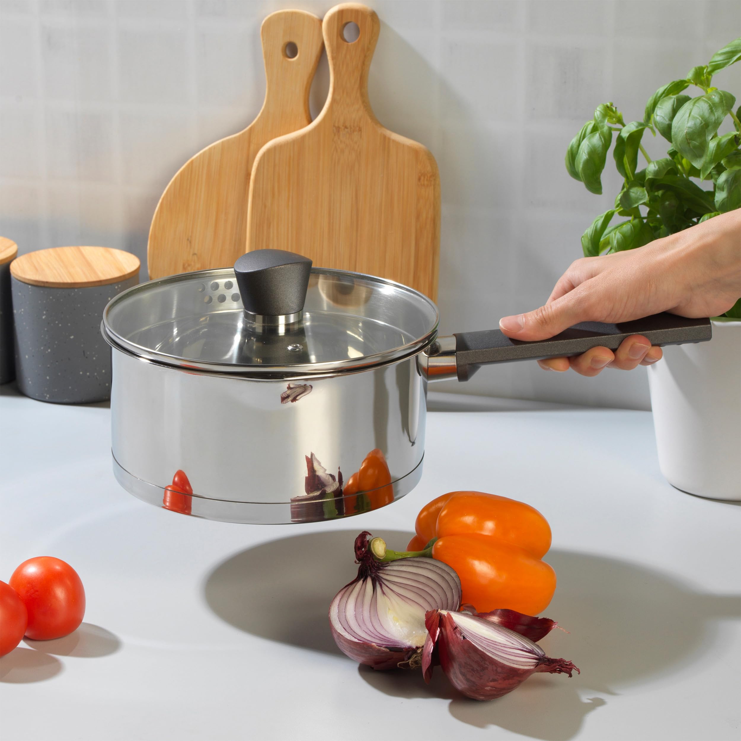 Russell Hobbs RH01162EU Excellence Saucepan with Lid - 16cm Non-Stick Milk Pan, Stainless Steel 10