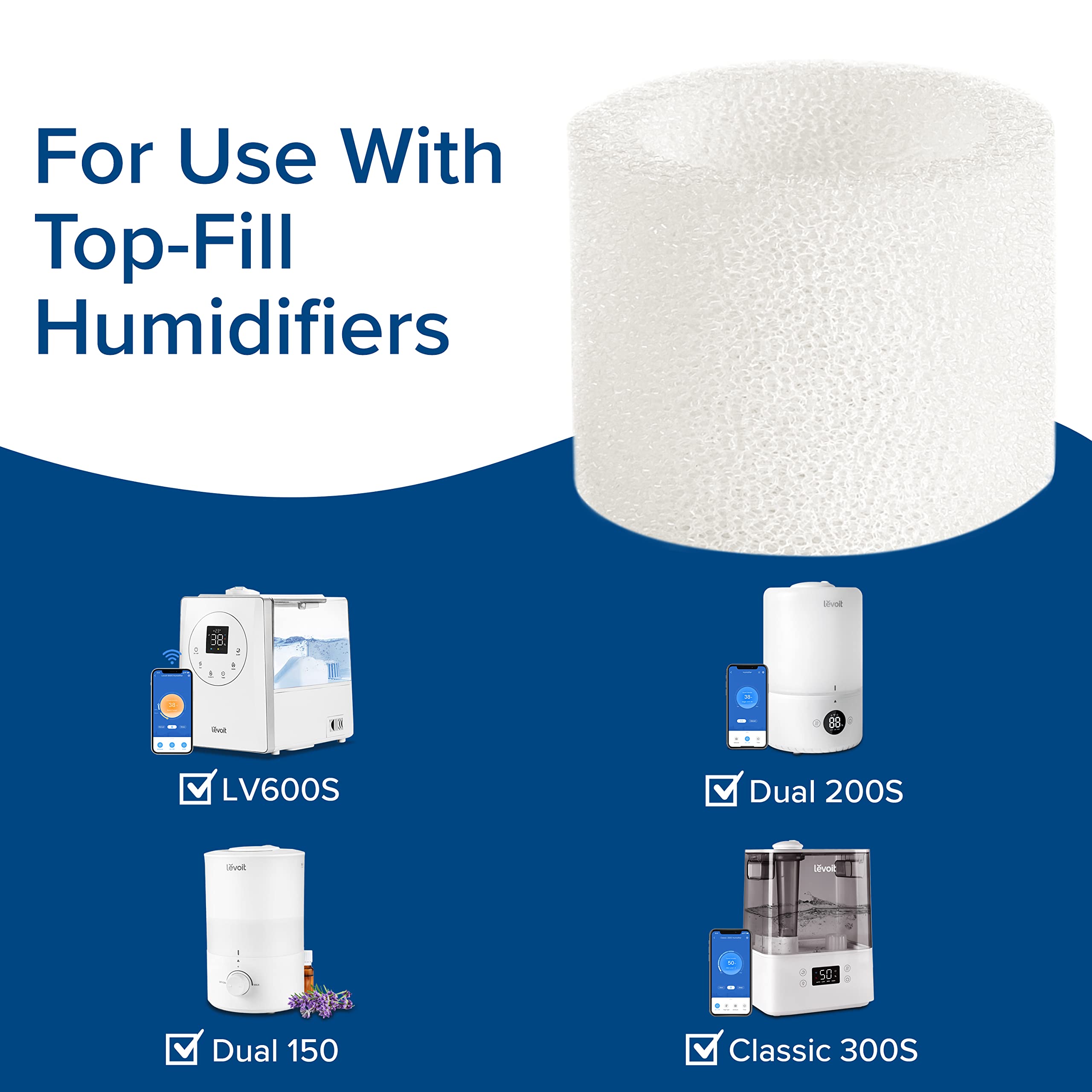 Levoit Humidifier Replacement Filters - 10 Pack | Captures Fine Particles | Gray Sponge Material 3