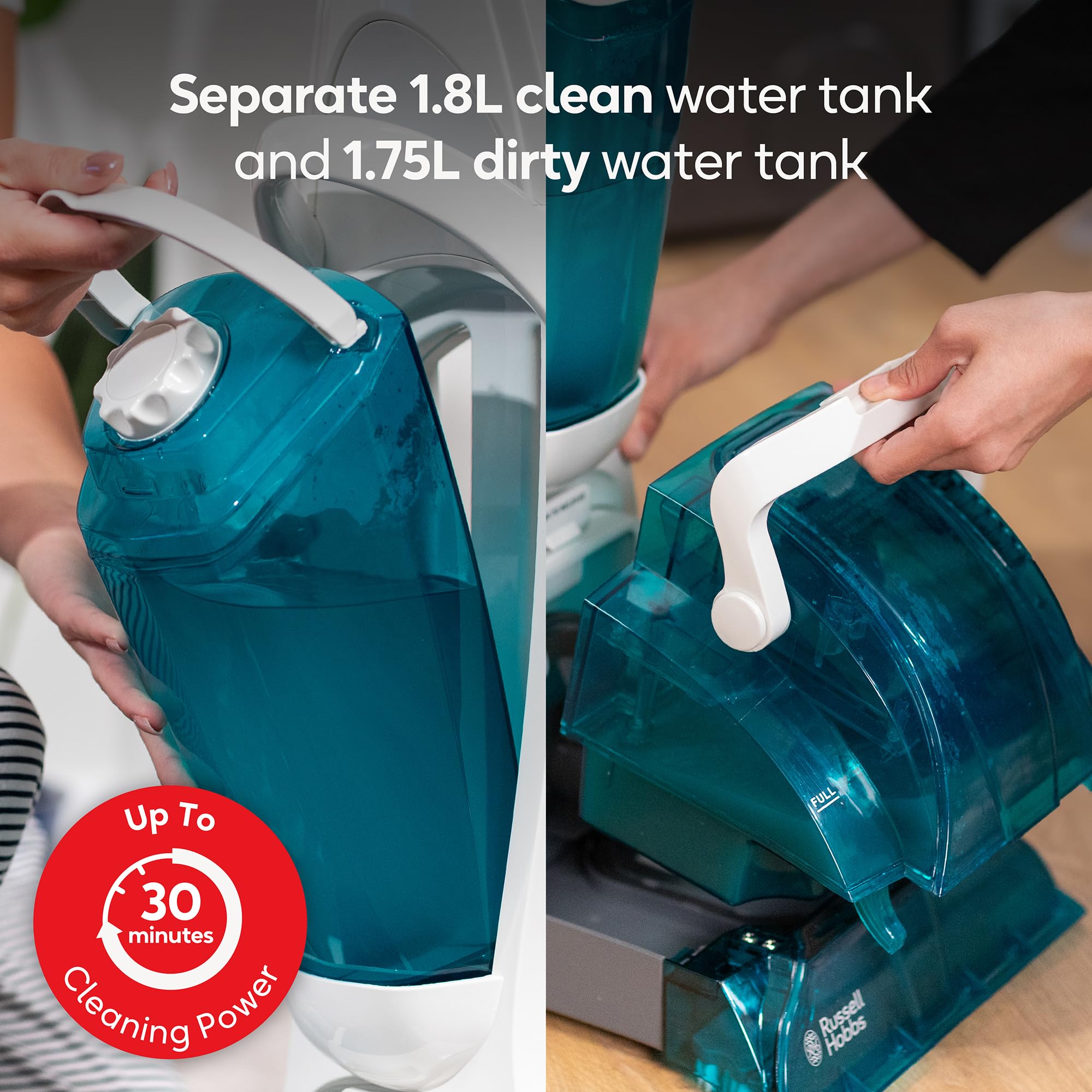 Russell Hobbs RHCC5001 Carpet Washer & Cleaner - 600W Power | 1.8L Clean Tank | Lightweight Design 6