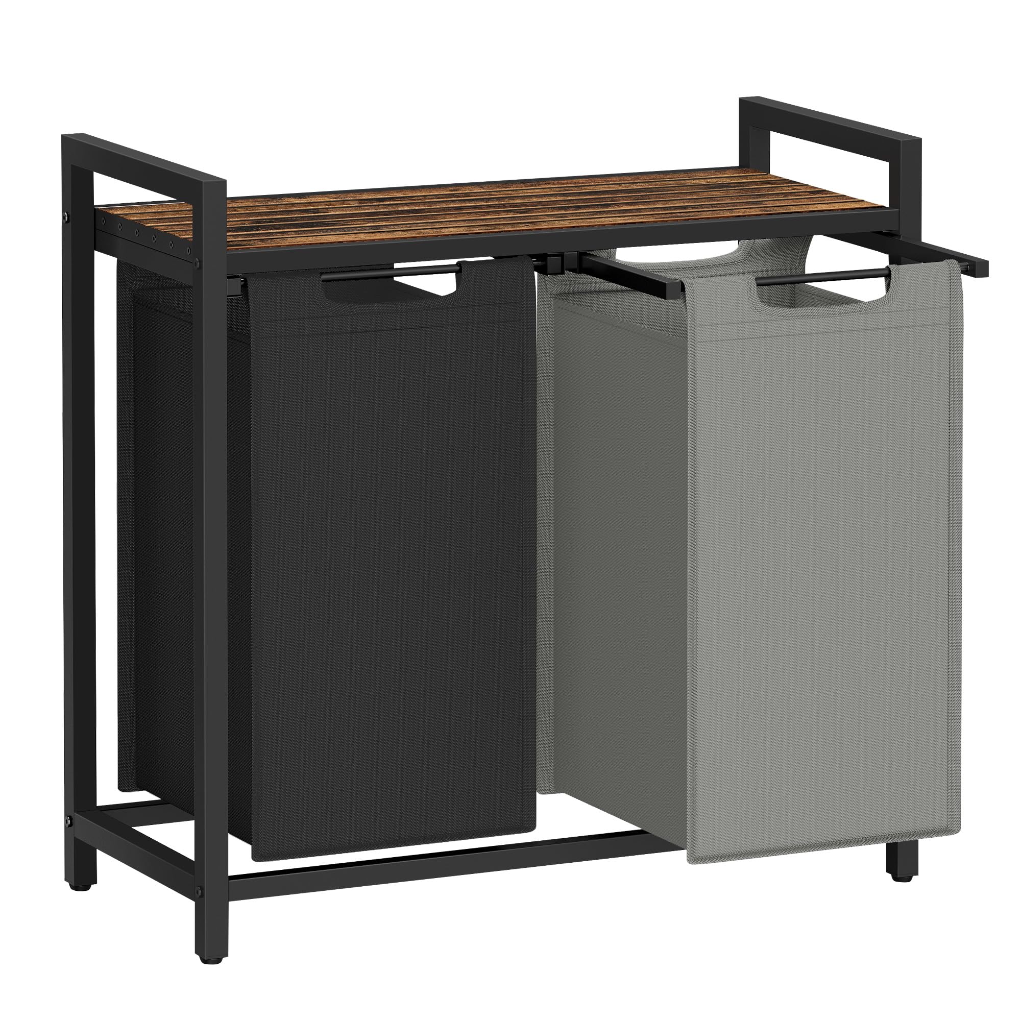 VASAGLE 2-Compartment Laundry Hamper with Shelf | 92 L Capacity | Removable Liners