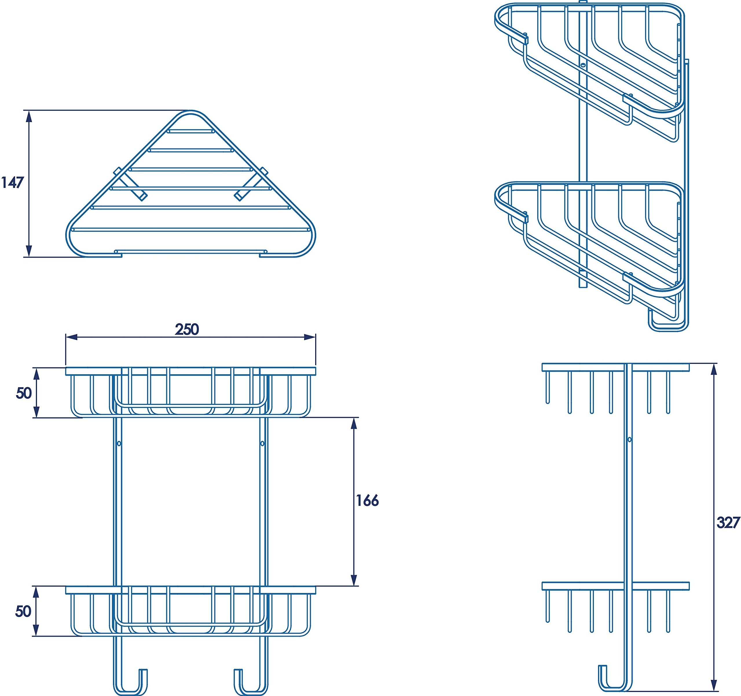 Croydex Medium Corner Shower Caddy - Durable Steel Shelves | 2-Tier | 5kg Capacity 5