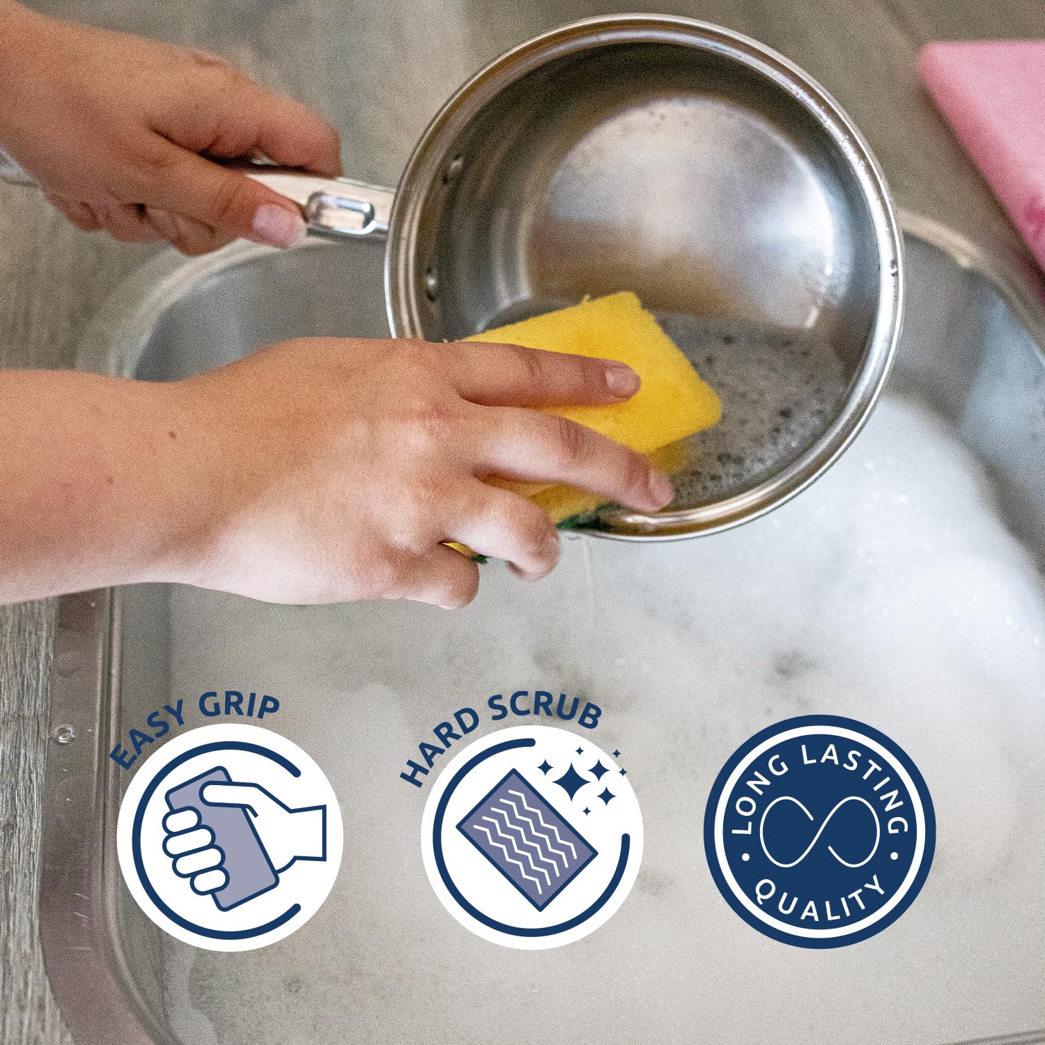 Sorbo Extra Large Scouring Sponge - Durable Foam for Tough Grime | 2 Pack | 11.5cm x 6cm x 4cm 8