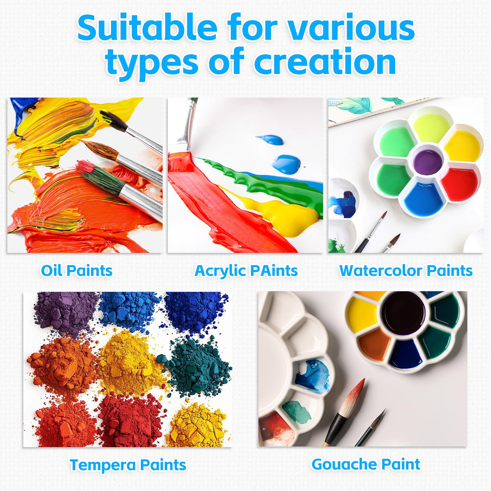 MOXYOY Canvas Panels for Painting - 6 Pcs Square, 20x20cm (8x8) | Acid-Free Cotton 3