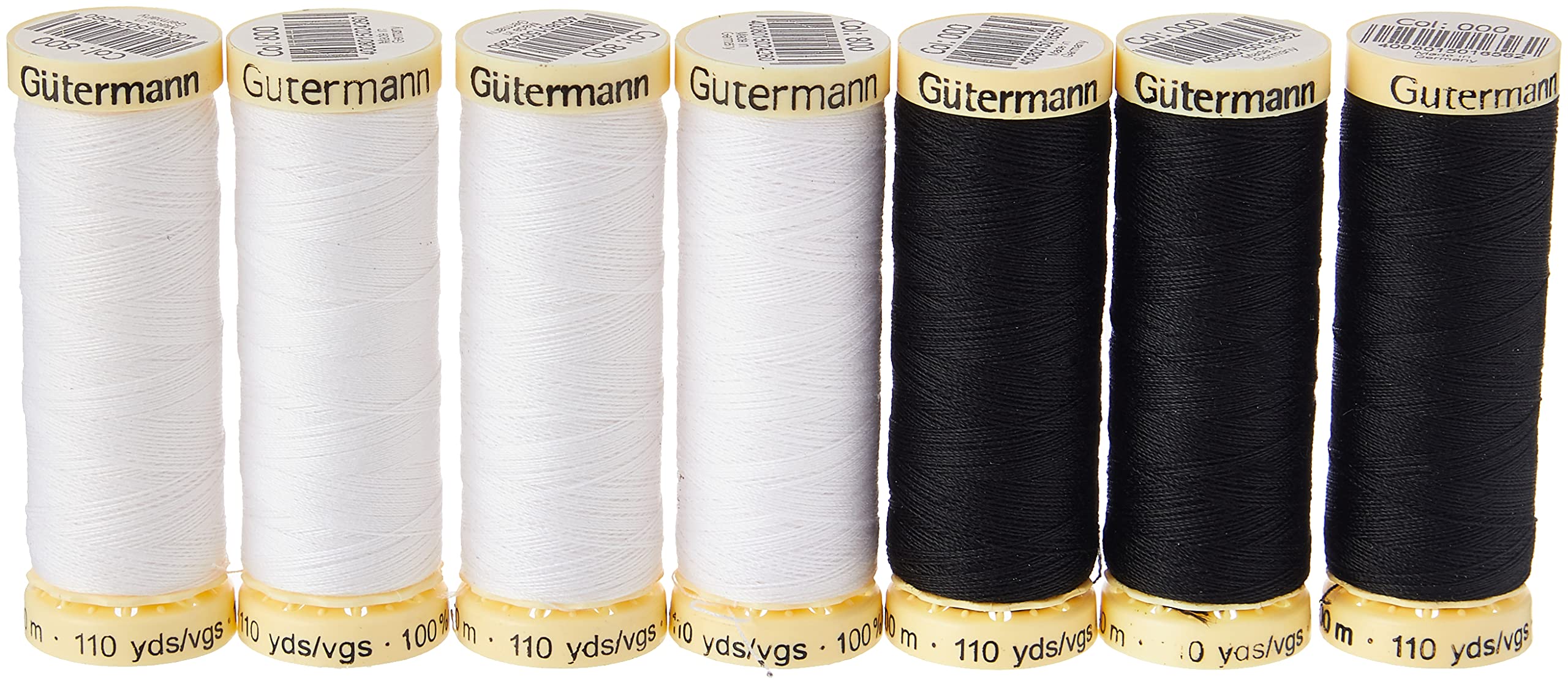 Gütermann Sew-All Polyester Thread Set - Black & White | 7 x 100m Reels 3