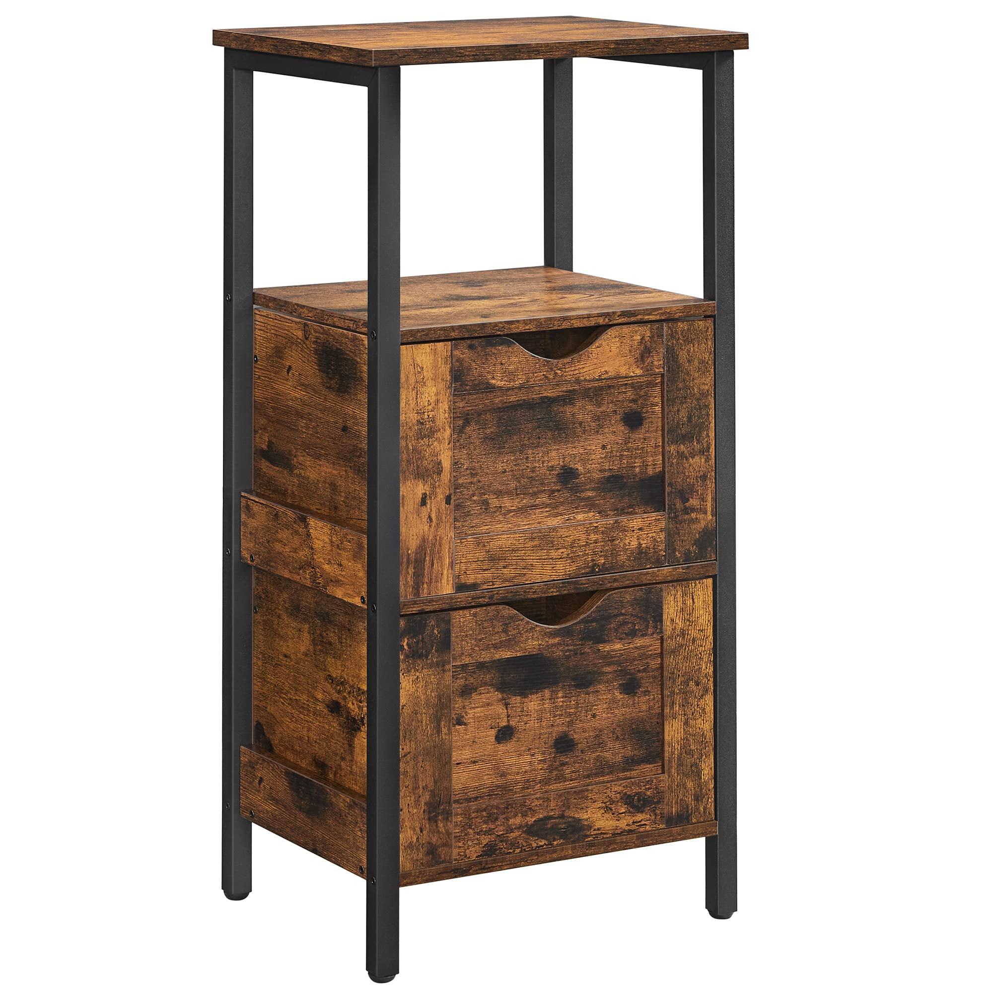 VASAGLE Bathroom Floor Cabinet - Rustic Brown & Black Storage | 37x30x80 cm | Adjustable Feet 1