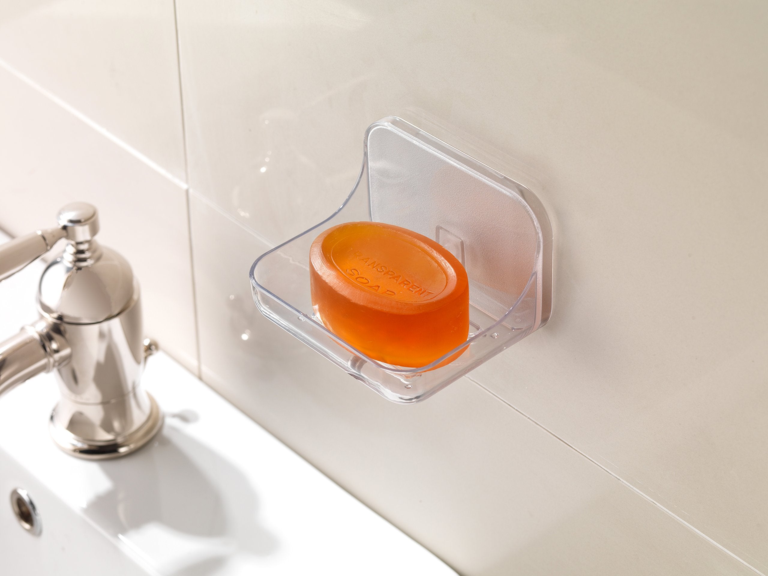 Addis Invisifix Soap Dish Holder - Easy Fix, No Drilling | Translucent Plastic | 9.5 x 12 x 8 cm 2