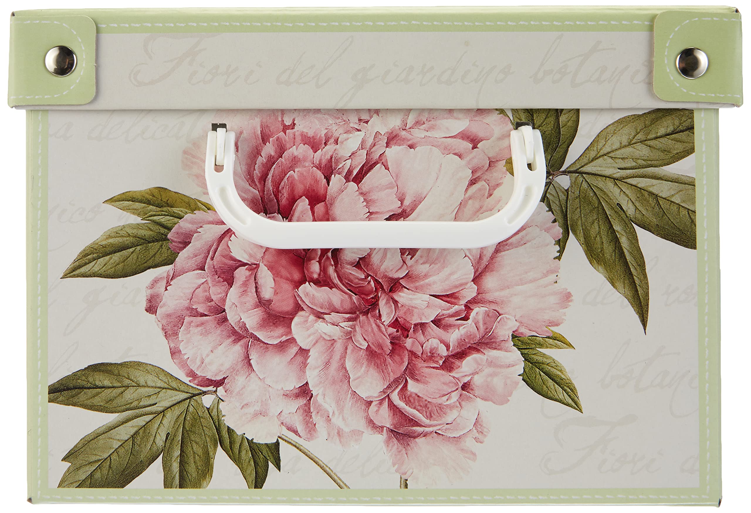 Lavatelli Kanguru Collection Midi Decorative Cardboard Storage Box with Handles | Peonies Design | 35x25x17.5 cm 3
