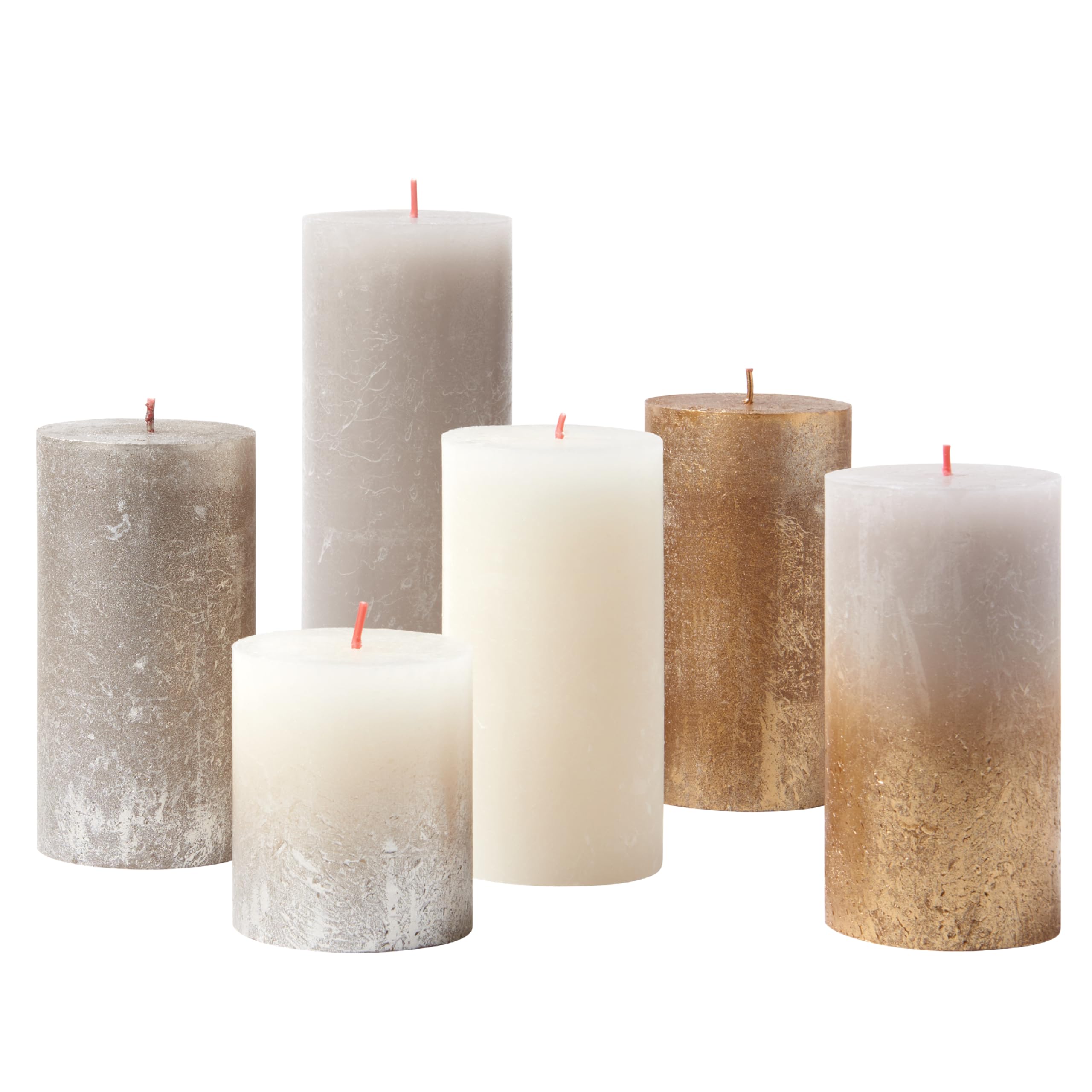 BOLSIUS Rustic Candle Gift Set - 6 Unscented Candles | Long Burning Time | Vegan Wax