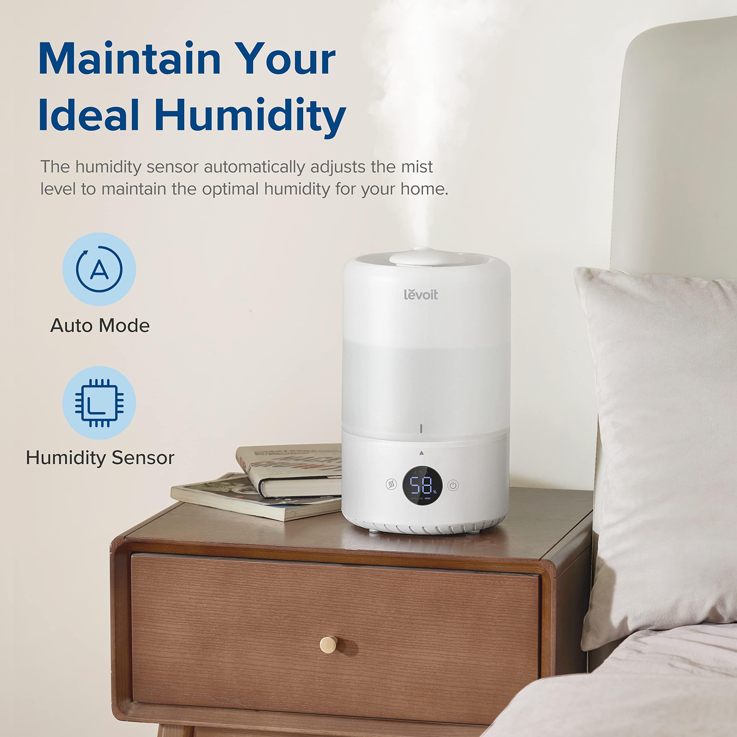Levoit 3L Smart Cool Mist Humidifier - Top-Fill, Auto Mode, Up to 25H Run Time | Covers 27㎡ 2