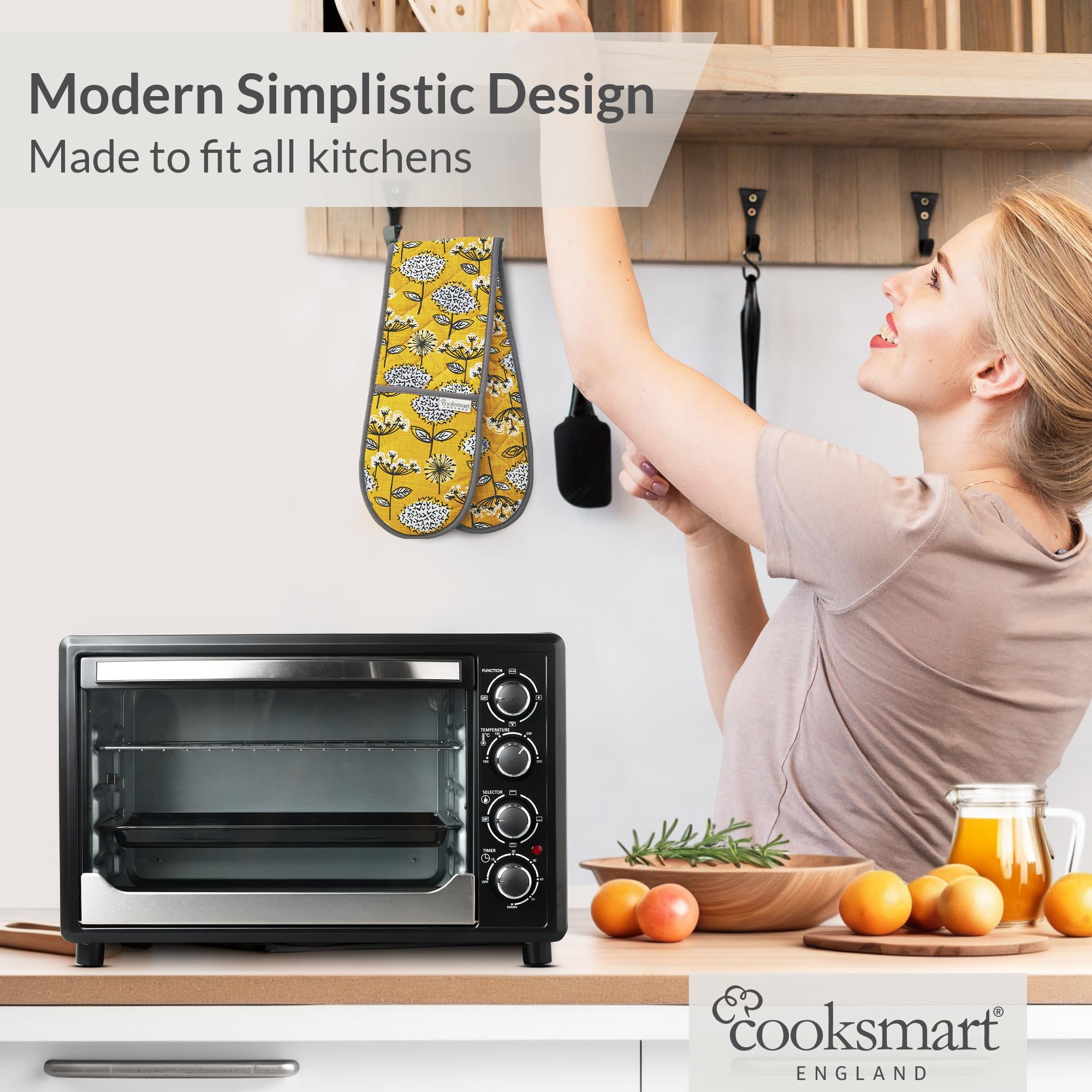 Cooksmart Double Oven Gloves - Heat Resistant Cotton Protection | Retro Meadow | DG9920 5