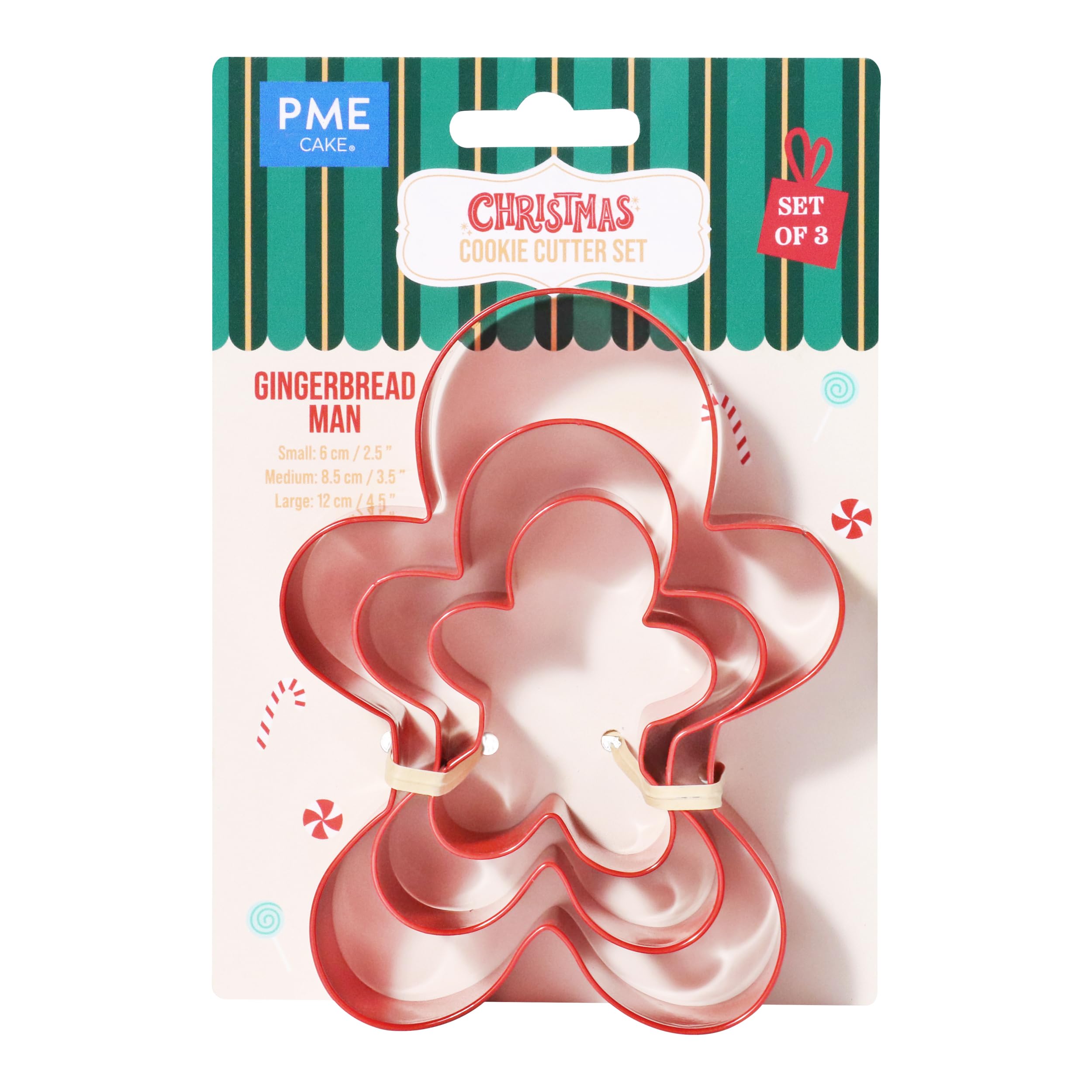 PME Christmas Cookie Cutters - Gingerbread Man Set of 3 | Alloy Steel | Sizes 6cm to 12cm 1