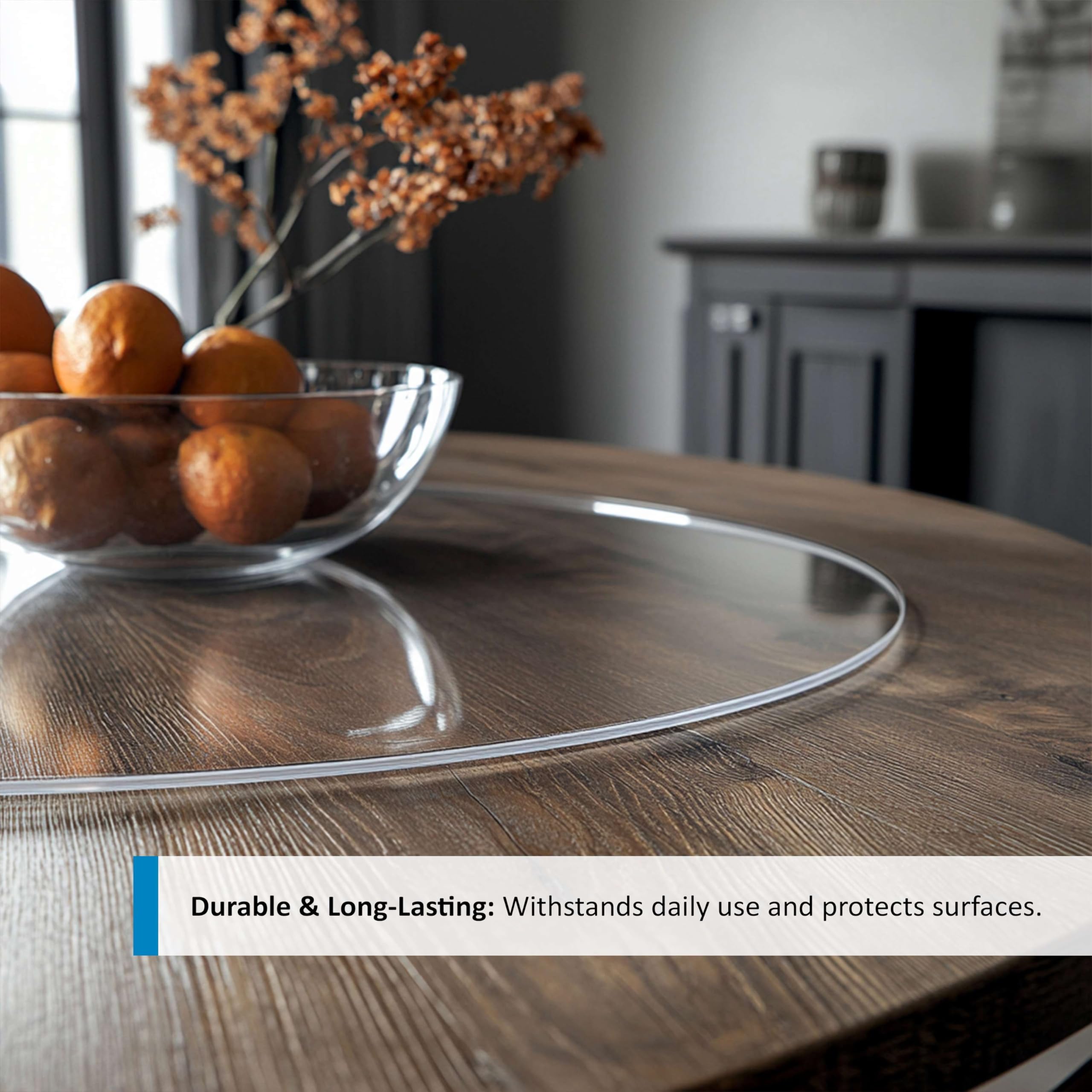 Nicoman Round Clear PVC Table Protector - 120cm Diameter | 2mm Thick | Food Grade 7