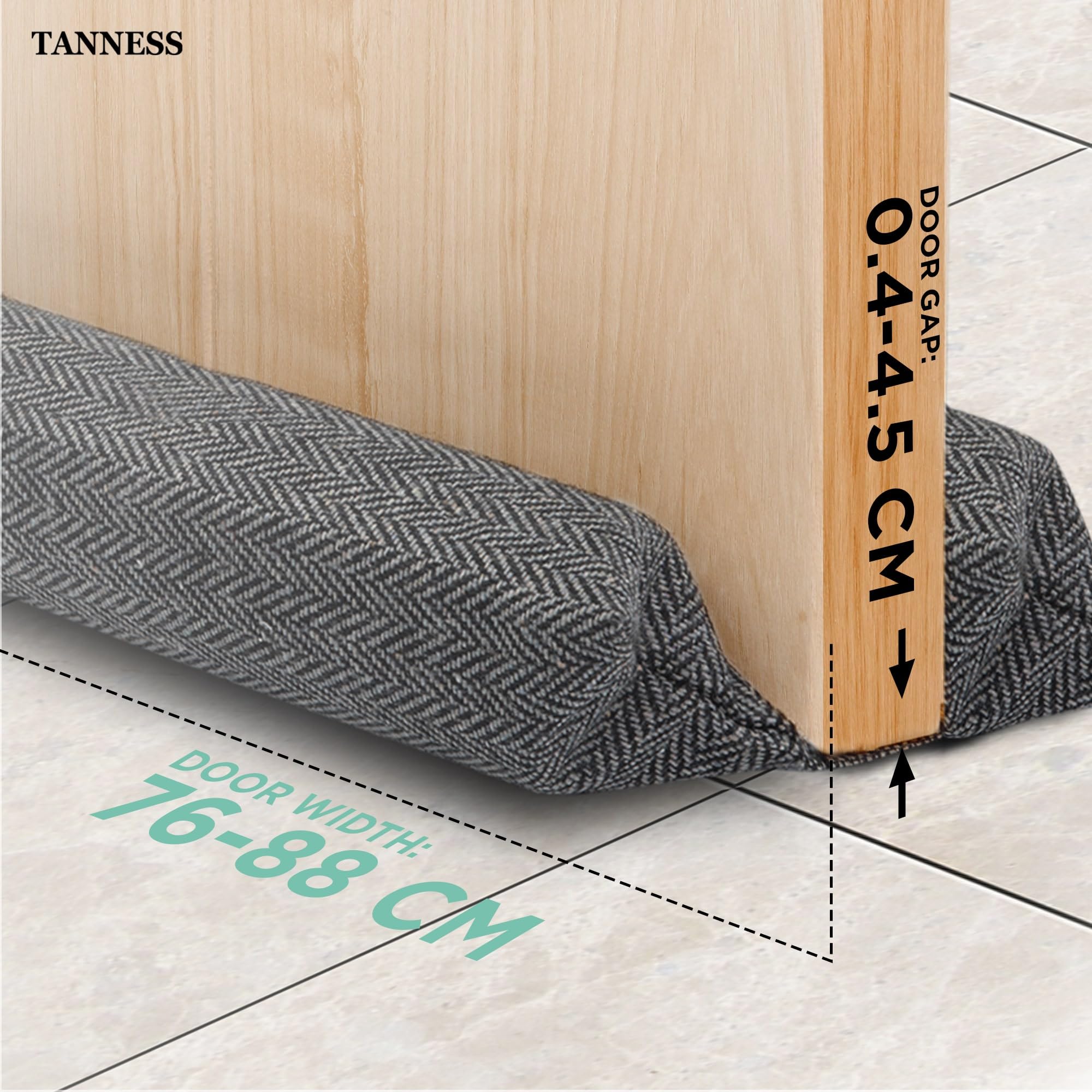 TANNESS Double-Sided Door Draft Excluder - Adjustable 70-90cm Fit | Waterproof Polyester 5