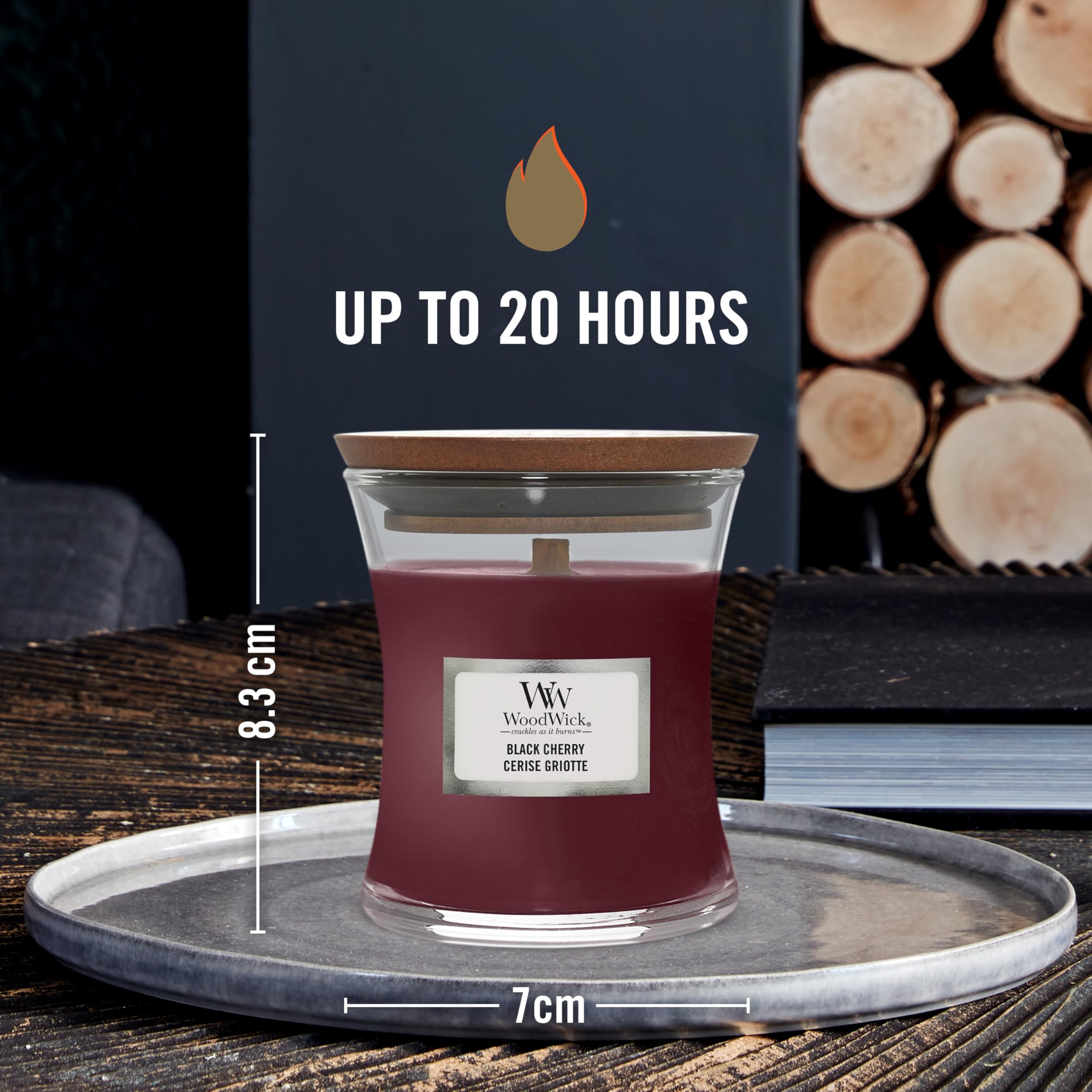 WoodWick Black Cherry Scented Candle with Crackling Wooden Wick | Mini Hourglass | 85g 3