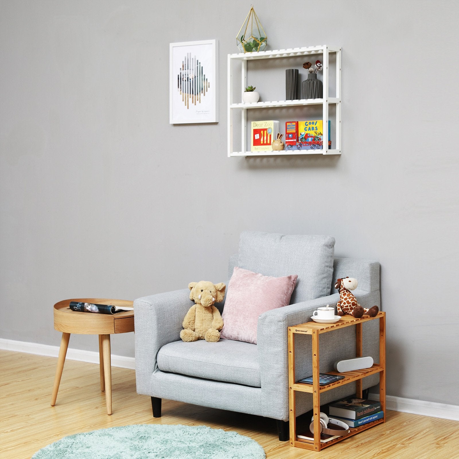 SONGMICS BCB13W Bamboo Shelf - 3 Tier, Height Adjustable | 60 x 15 x 54 cm | Bianco 8