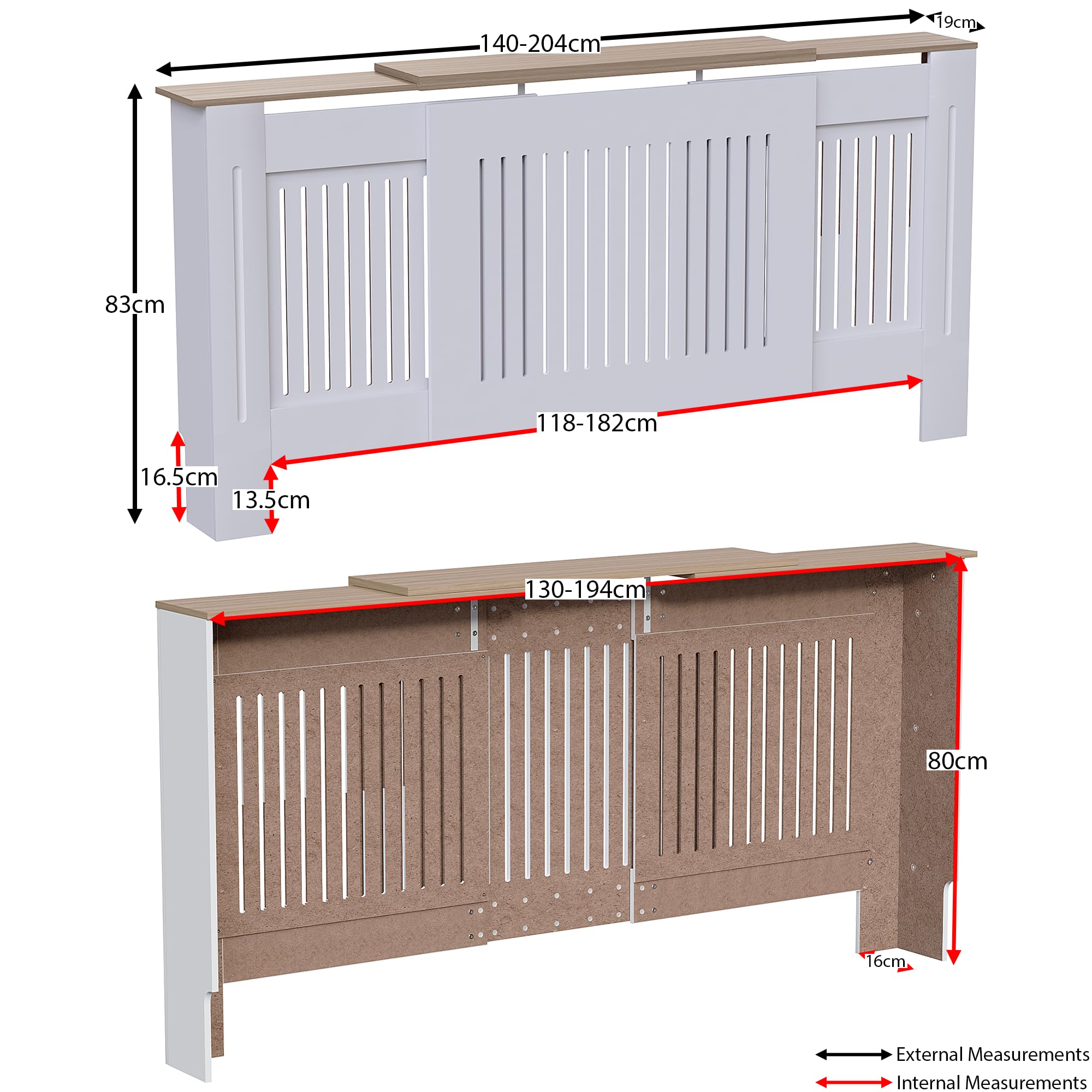Vida Designs Arlington Radiator Cover - Adjustable White Shaker Style | Engineered Wood 3