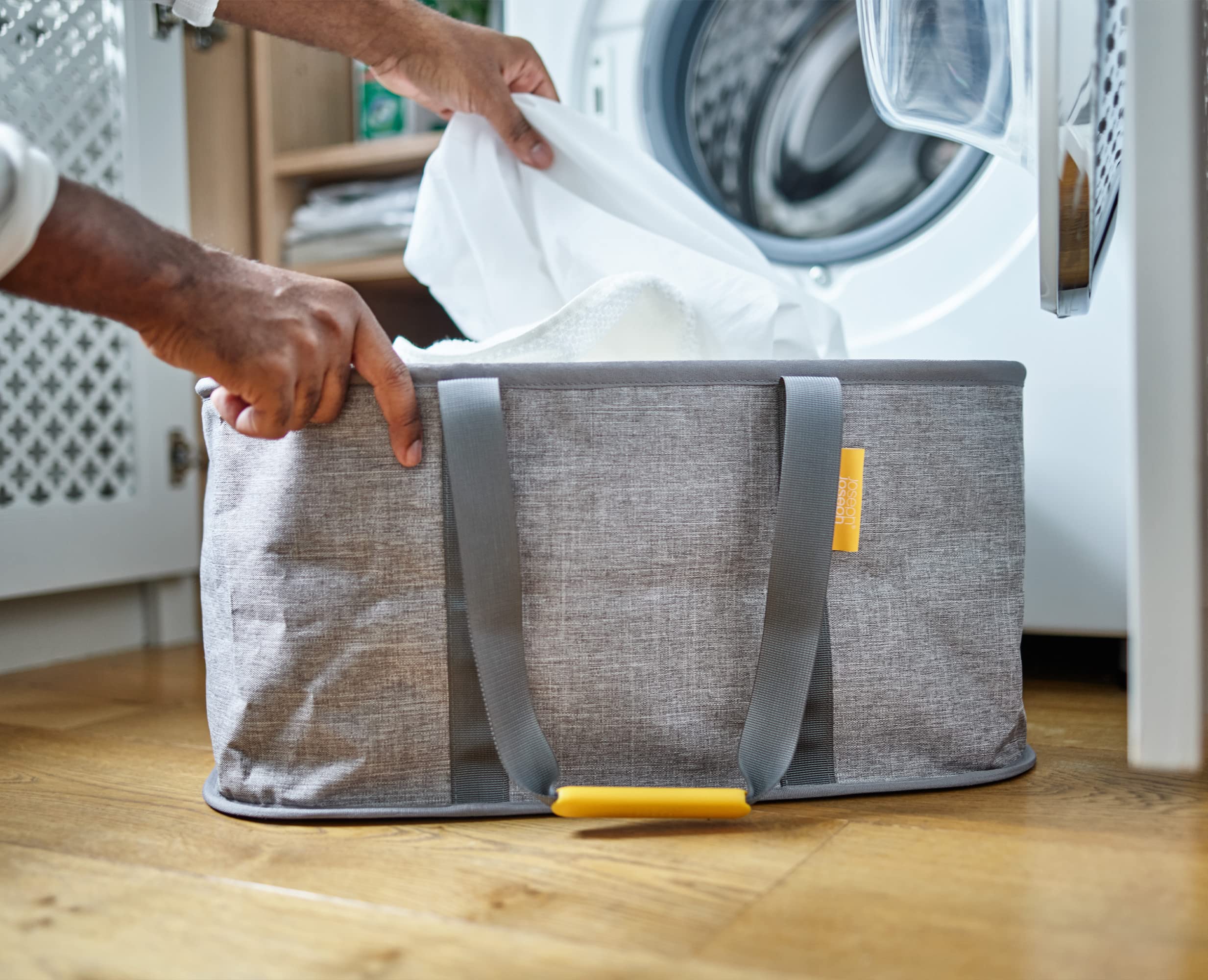 Joseph Joseph Hold-All Collapsible Laundry Basket Bag - 35L Capacity | Grey Polyester 5