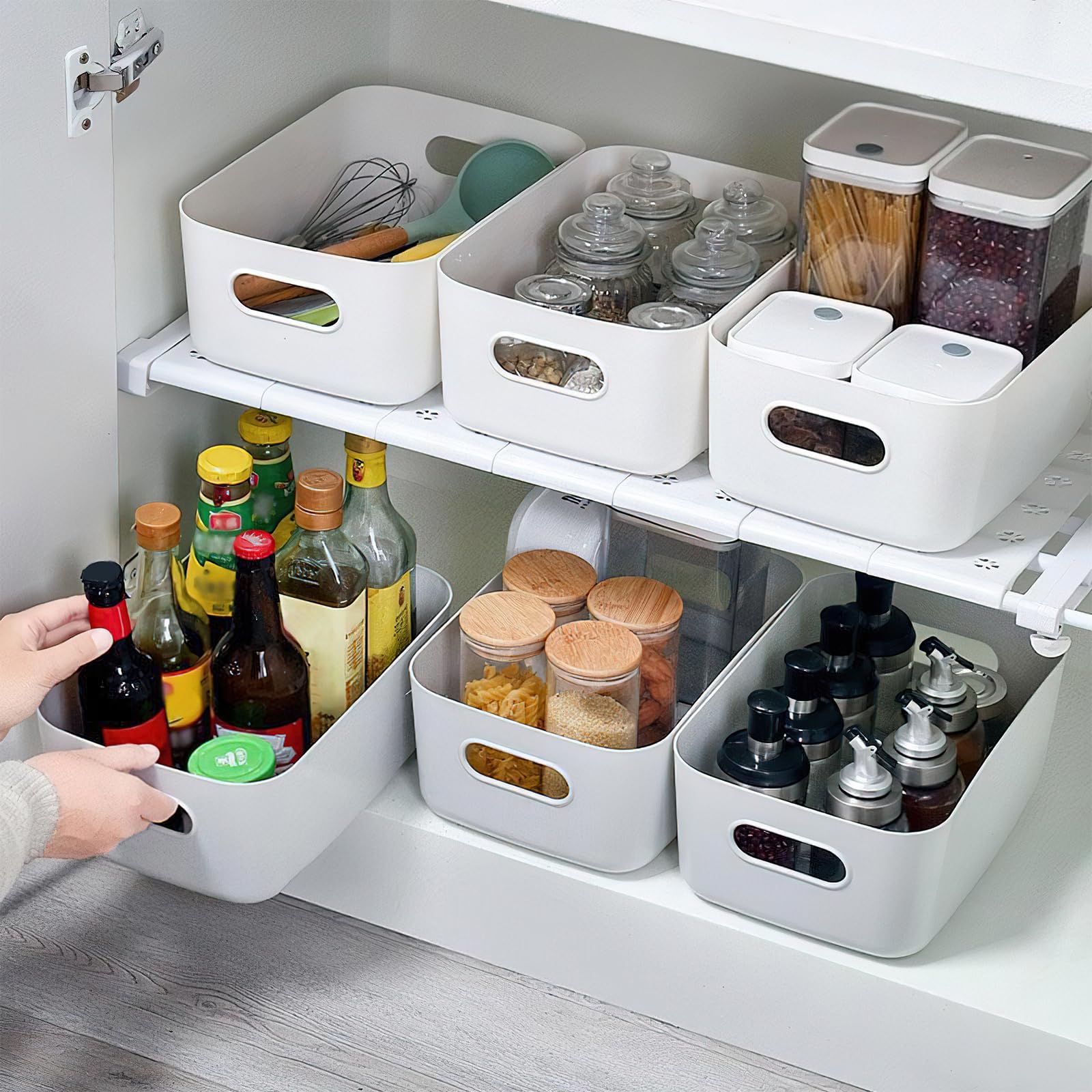 Woobroo 10 Pack Storage Boxes - Stackable White PP Plastic Organizers | 24x16x10 cm 6