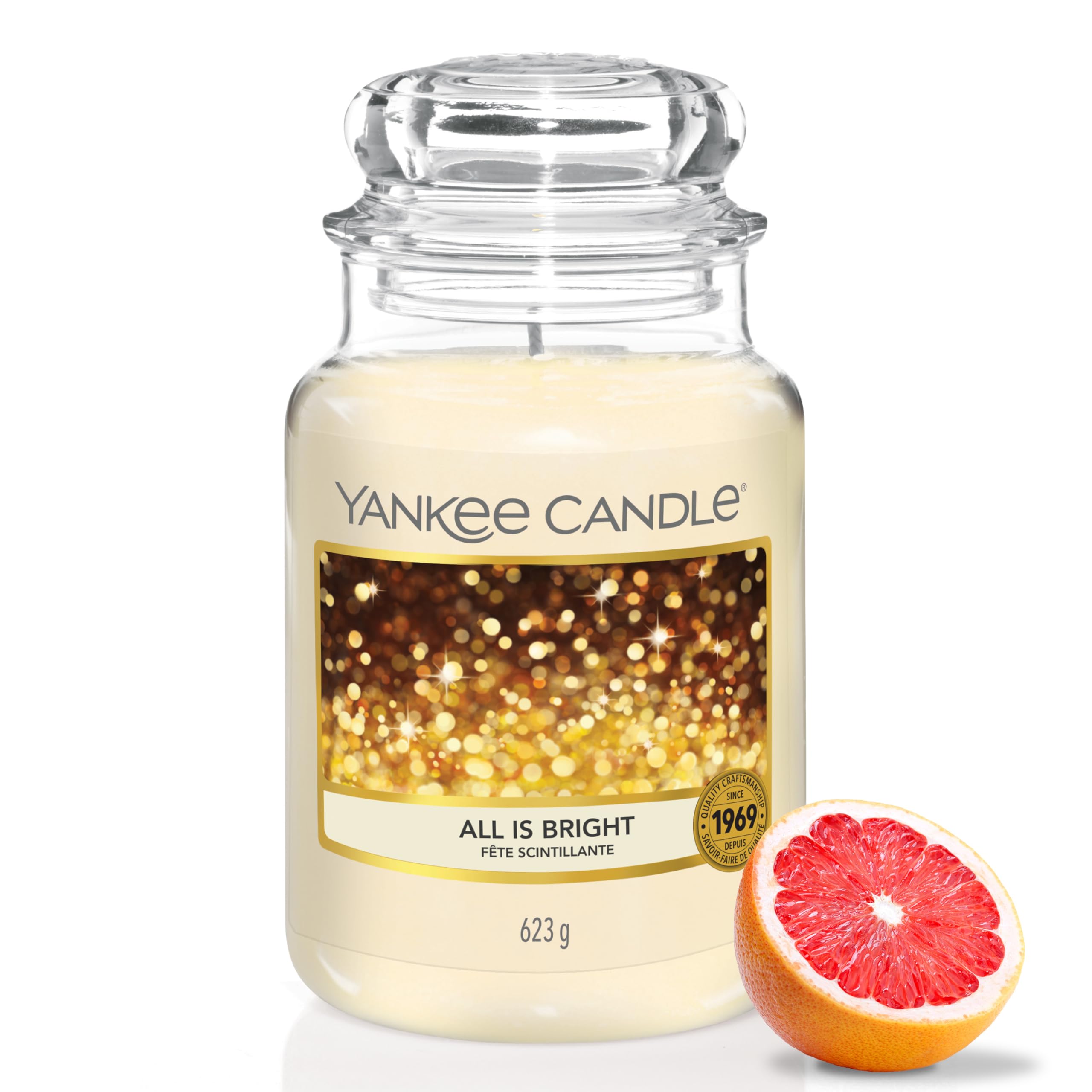 Yankee Candle All is Bright Scented Candle - Large Jar | Up to 150 Hour Burn Time | 623g 1