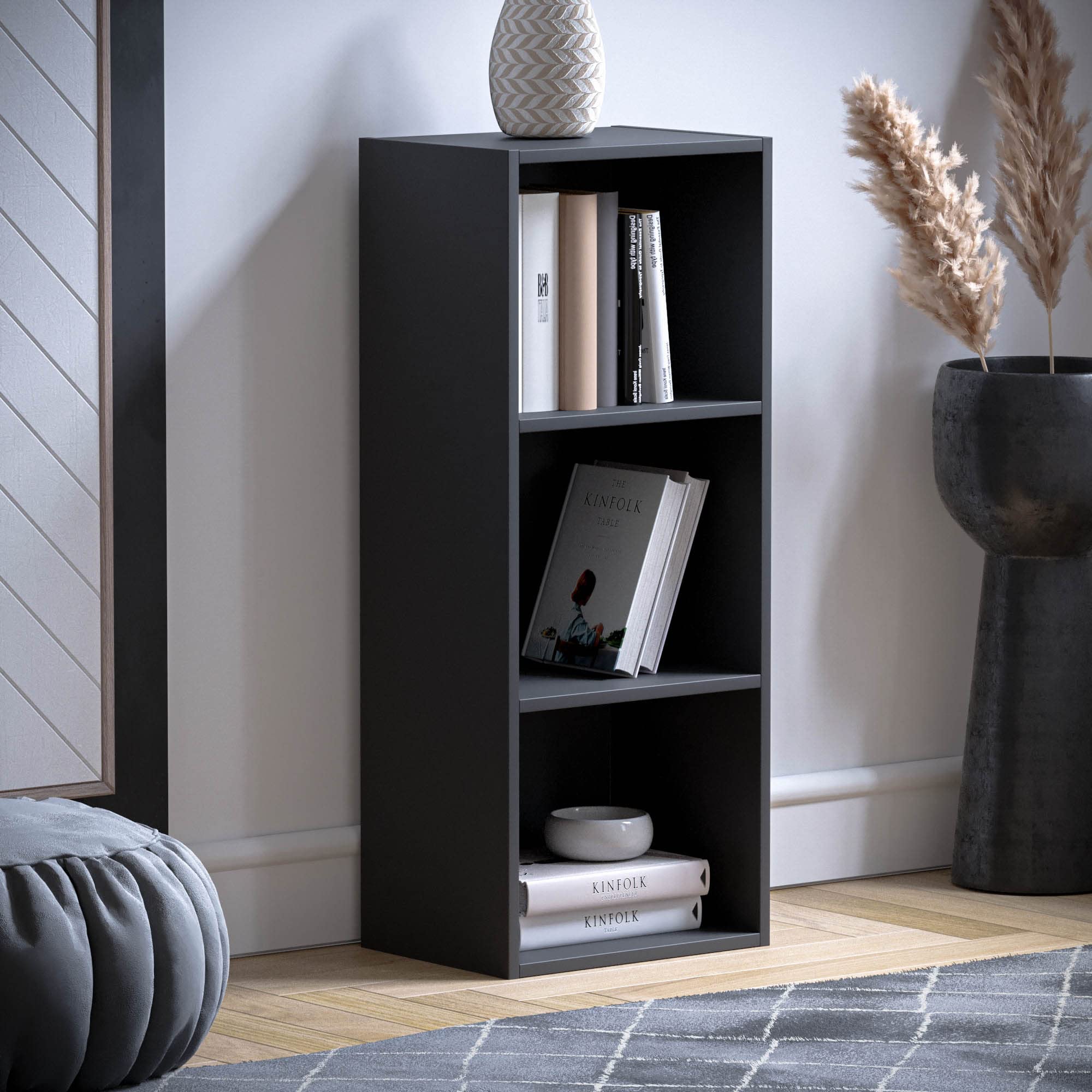 Vida Designs Oxford 3 Tier Cube Bookcase - Black Engineered Wood Storage | H 80 x W 32 x D 24 cm 6