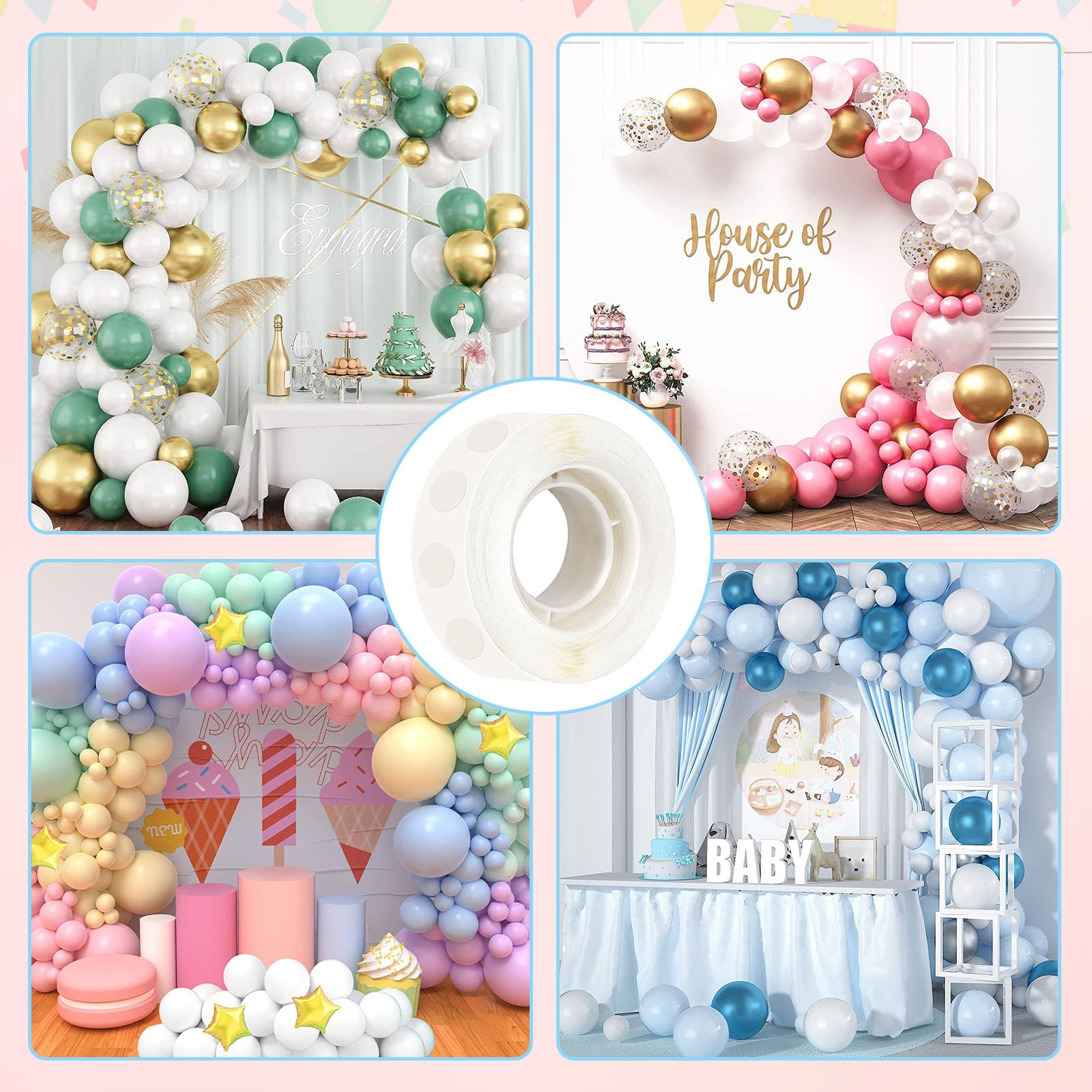MOXYOY 620 Pcs Balloon Glue Dots - Removable Double Sided Adhesive for Crafts & Party Decor 7