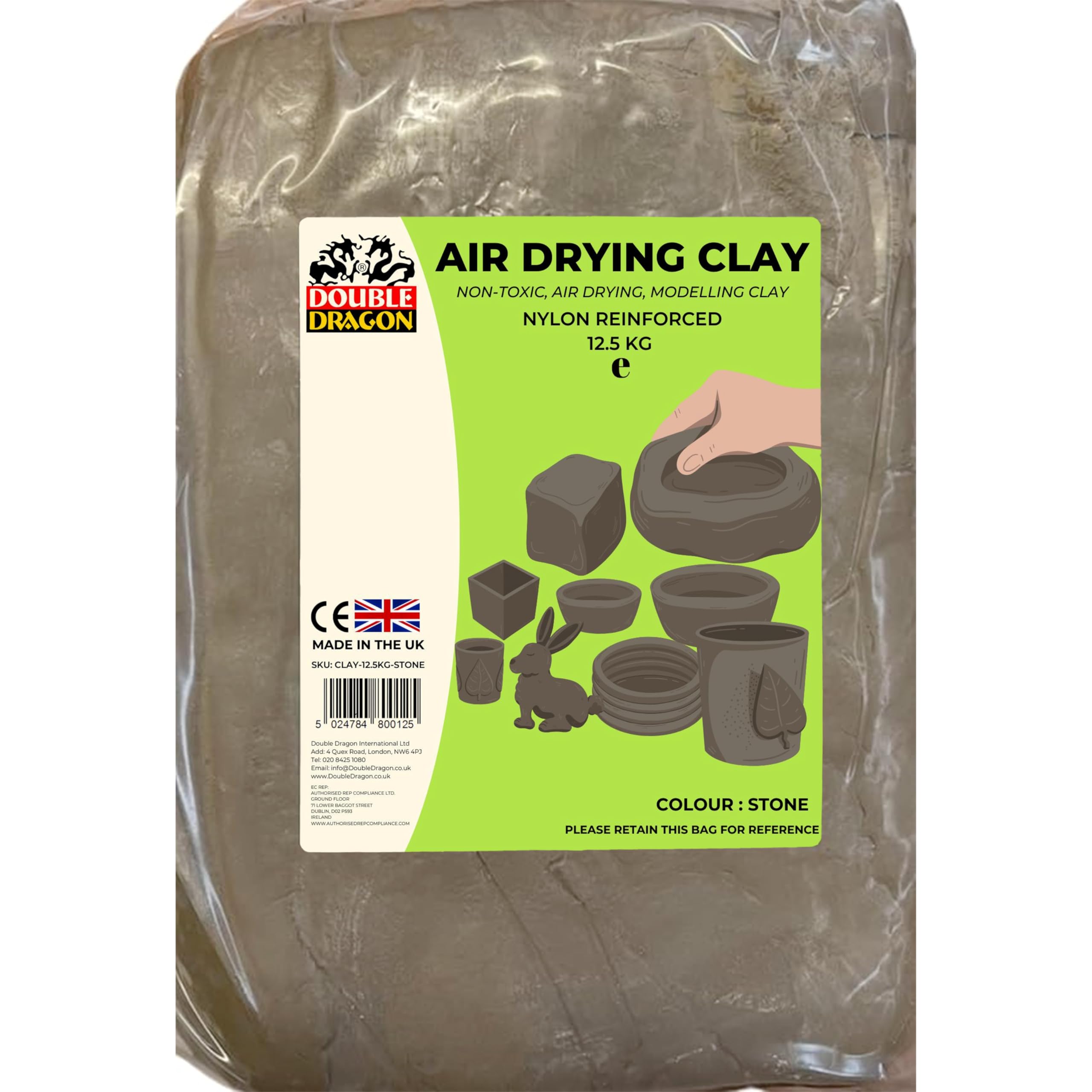 Double Dragon Air Drying Modelling Clay - 12.5kg Stone Color for Sculpting & Crafting 1