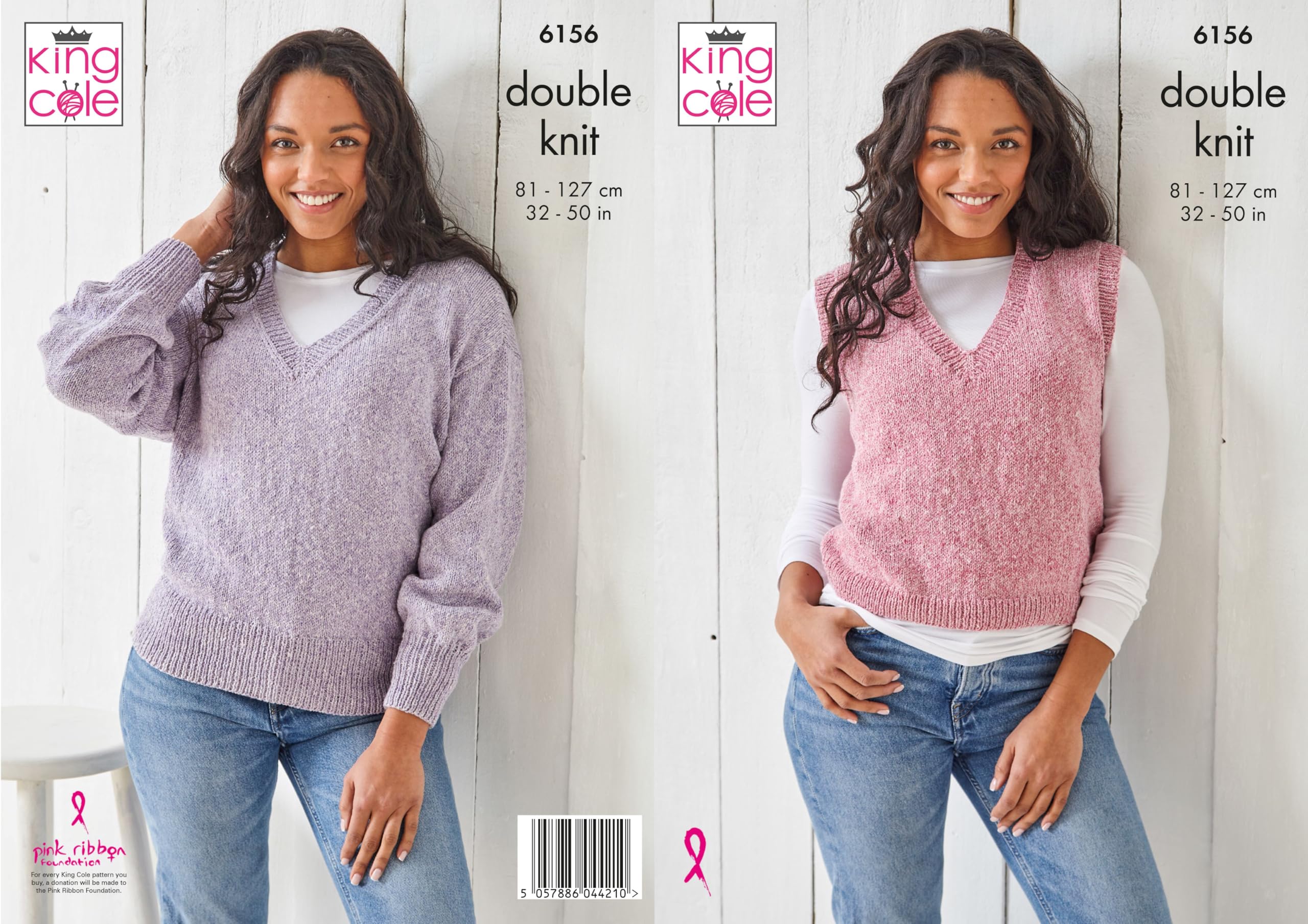 King Cole Knitting Pattern 6156 - Ladies Tank Top & Sweater | Fits 32"-50" Bust 1