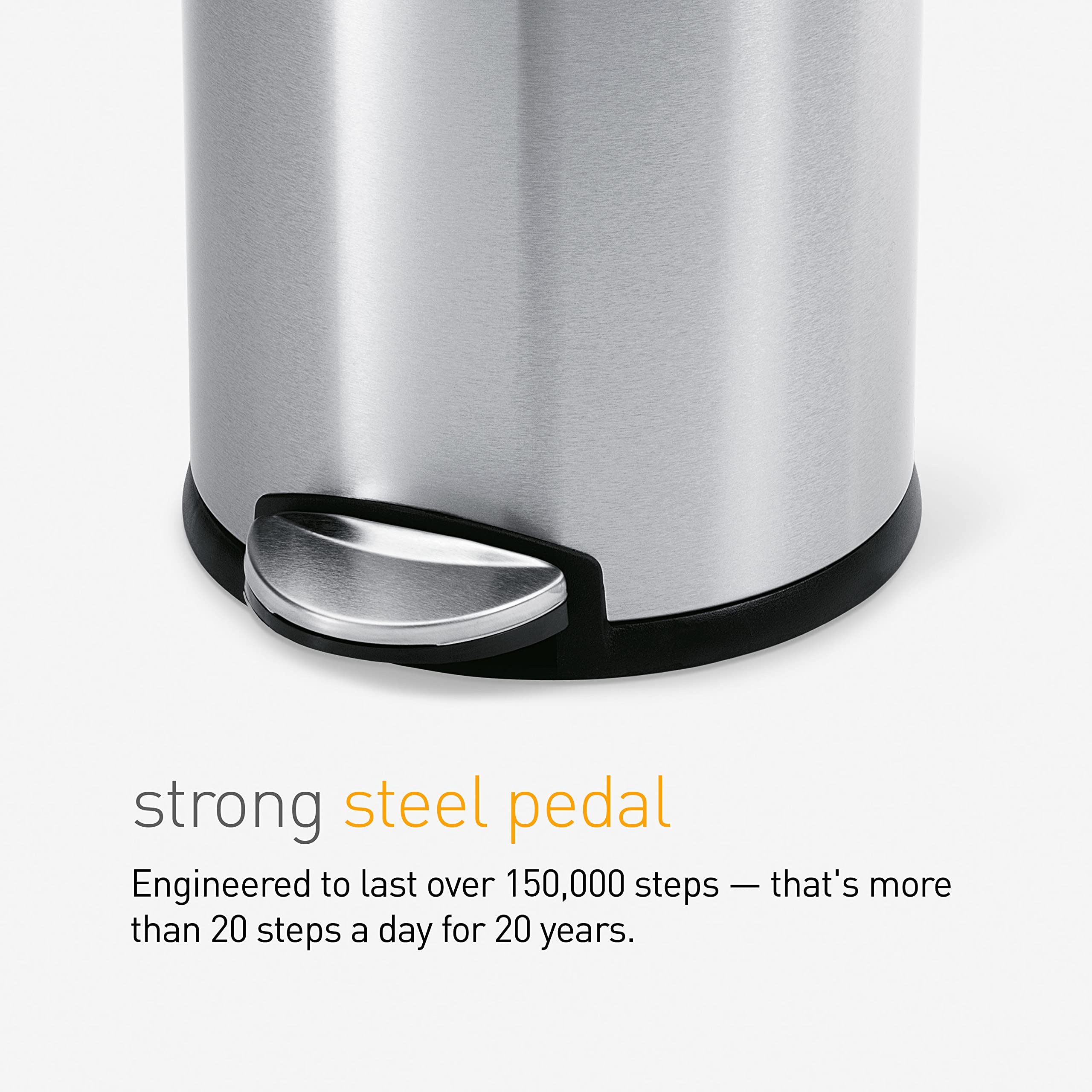 simplehuman CW1853CB 4.5L Round Pedal Bin - Silent Close Lid | Strong Steel Pedal | White Steel 4
