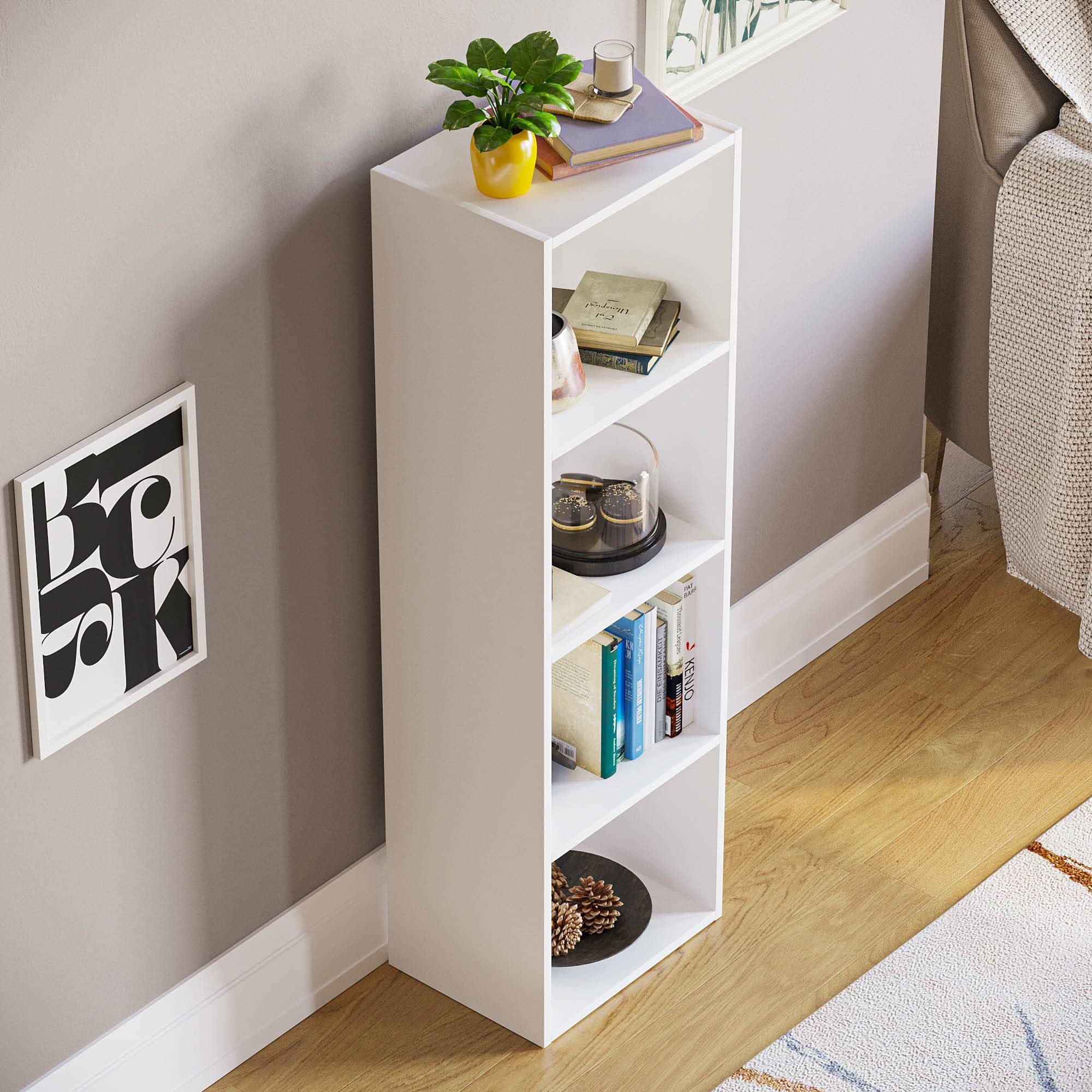 Vida Designs Oxford 4 Tier Cube Bookcase - White Wooden Shelving | H 106 x W 32 x D 24 Cm | Max Load 50kg 7