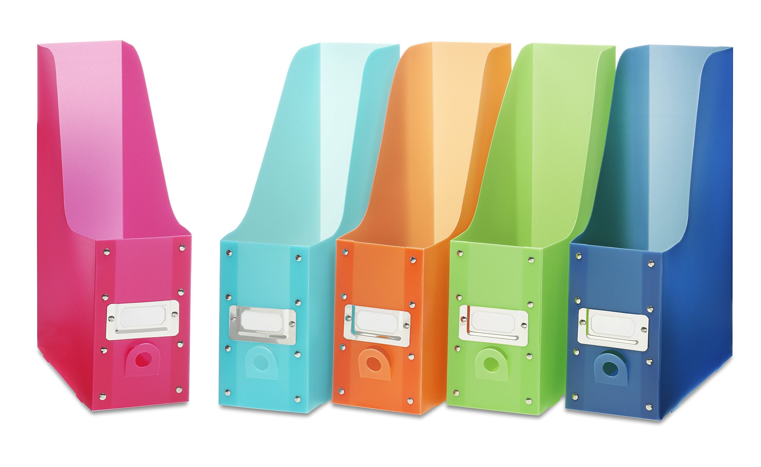 Whitmor Magazine & Newspaper Holders - Set of 5 Assorted Colors | Durable Resin Construction 1