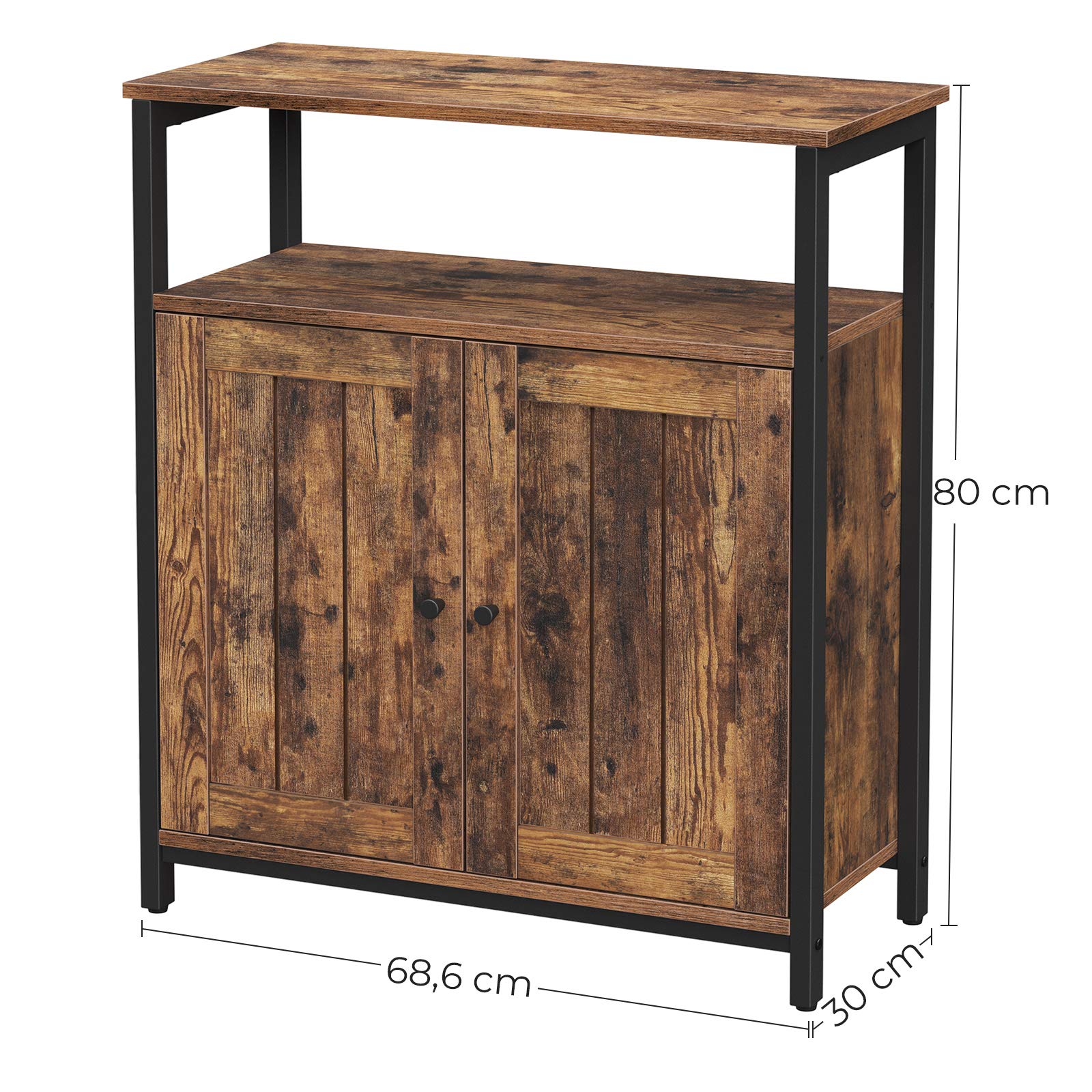VASAGLE Storage Cabinet - Industrial Style Sideboard | Rustic Brown & Black | Adjustable Shelves 3