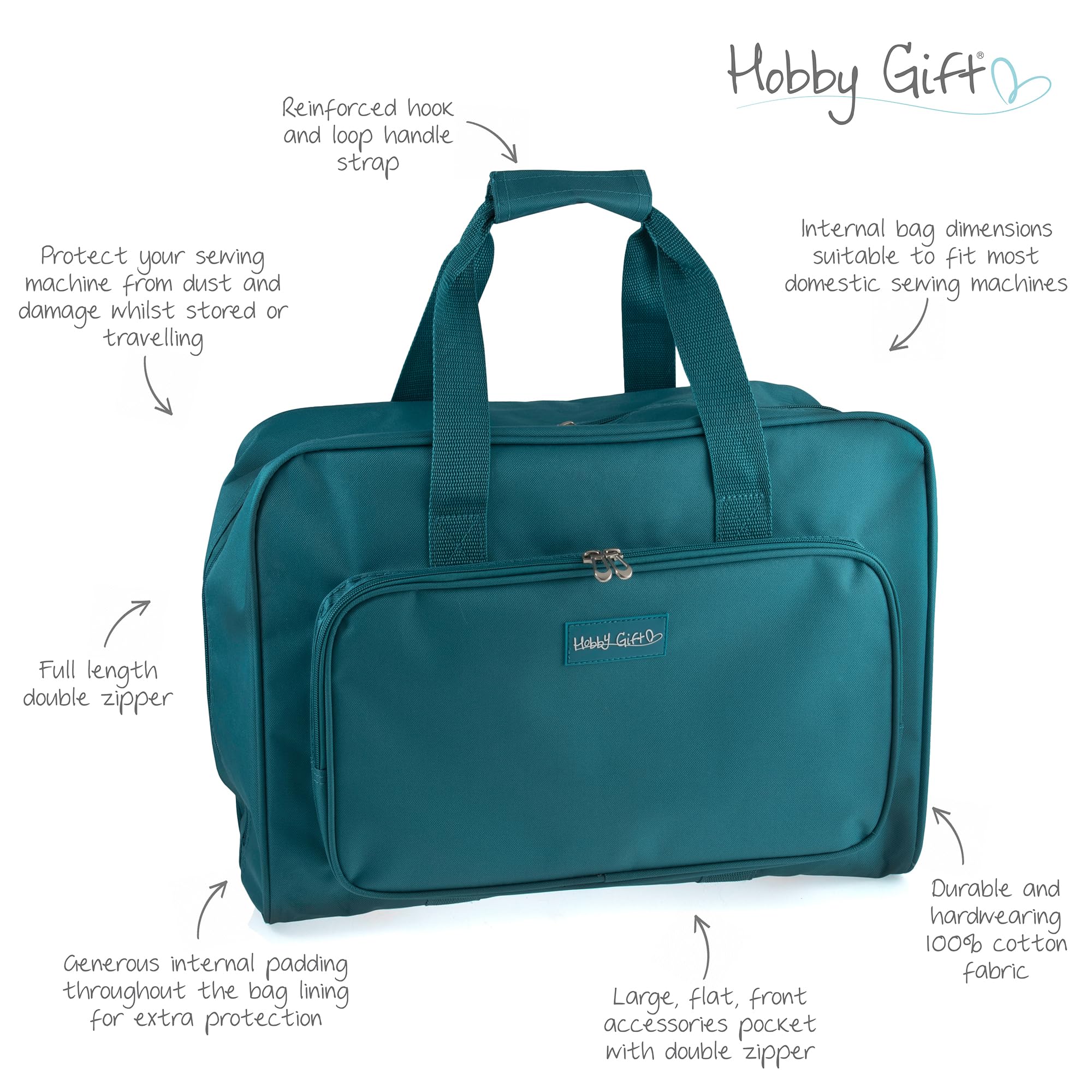 Hobby Gift Sewing Machine Carry Case - Teal | Water Resistant | Fits Most Domestic Machines | 47 x 21 x 33cm 5