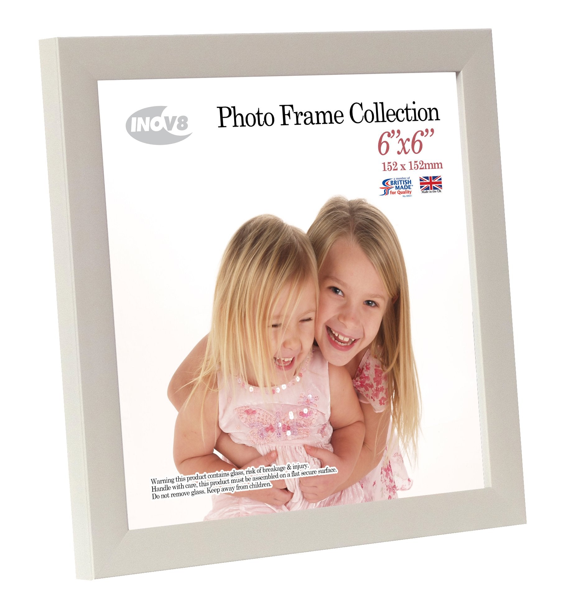 INOV8 Wood Photo Frame - Soft Grey | 6x6 Size | Interchangeable Mat