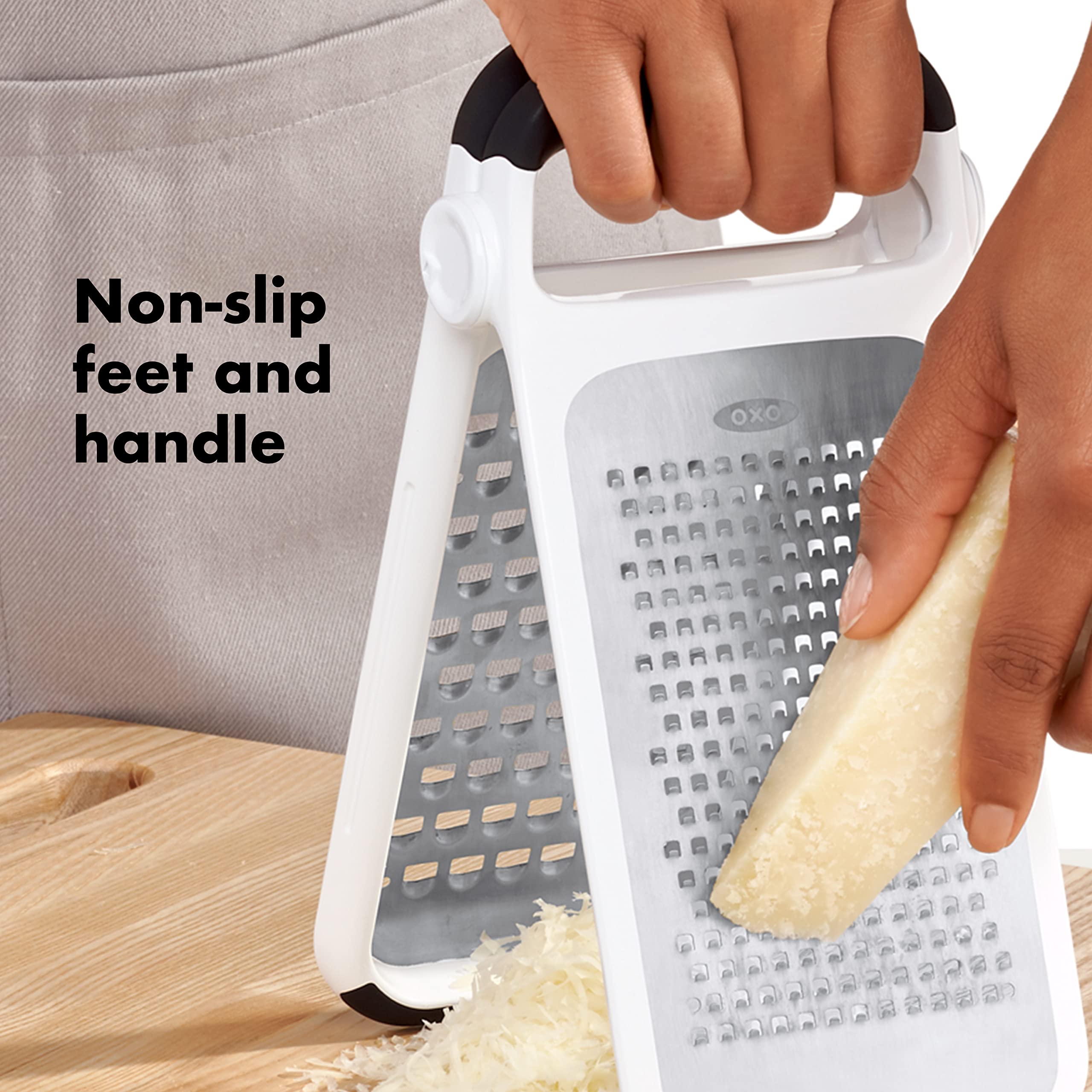 OXO Good Grips Etched Two-Fold Grater - Dual-Blade Coarse & Medium Grating | Foldable Storage 5