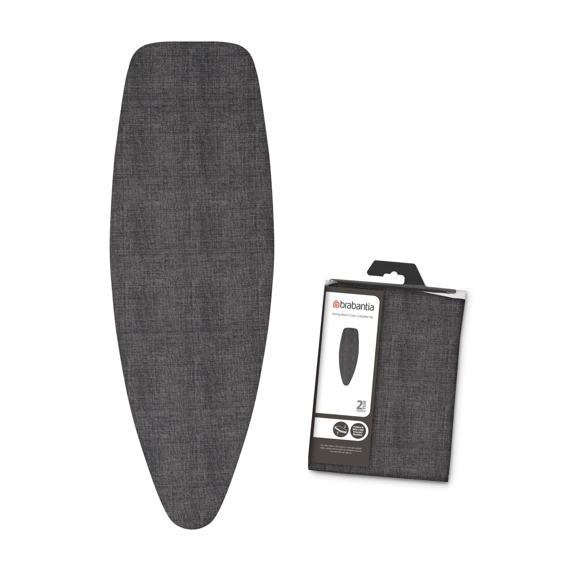 Brabantia Ironing Board Cover D - 100% Fairtrade Cotton | 8mm Foam Padding | Denim Black 3
