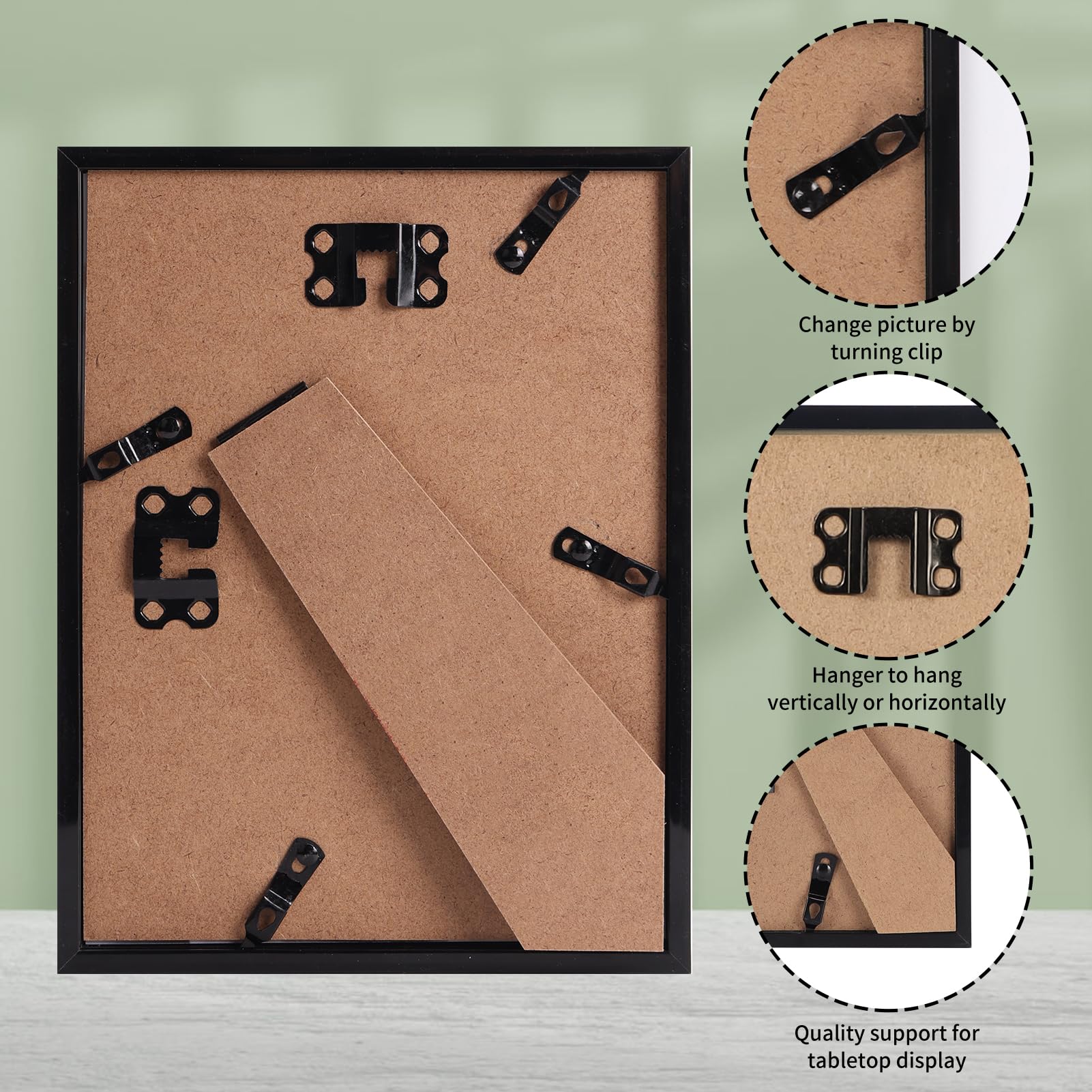 Ditwis 8x6 Inch Black Photo Frame - Lightweight PVC/PS Construction for Wall or Table Display 7