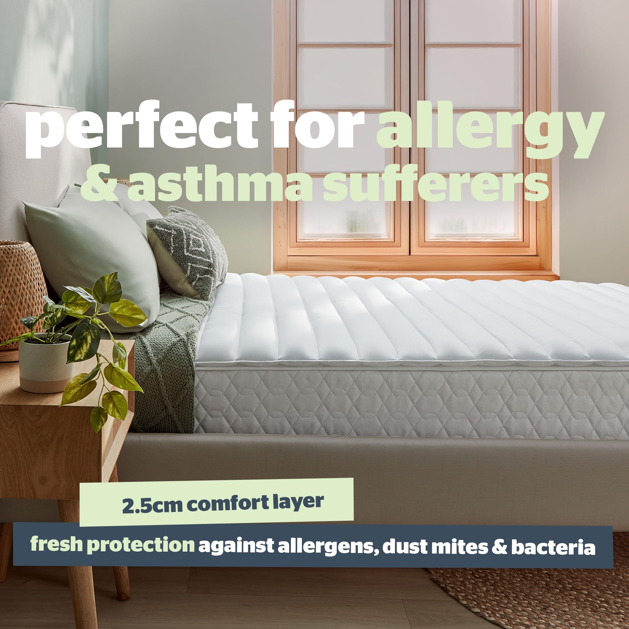 Silentnight Anti-Allergy Double Mattress Topper | Microfibre | Elasticated Straps 4