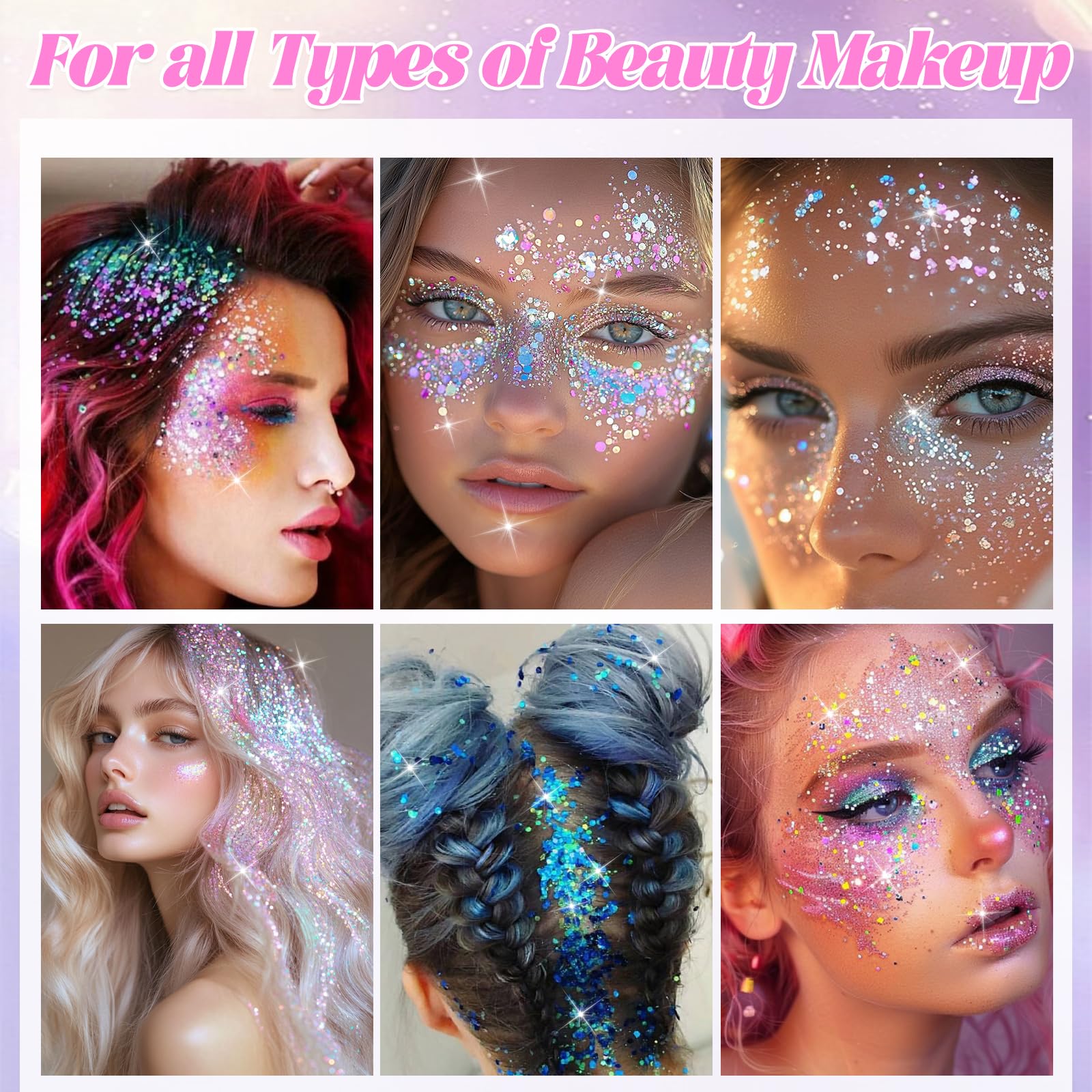 MOXYOY 12 Colour Chunky & Fine Glitter Mix Set for Face, Body, and Crafts | Cosmetic Grade PET 4