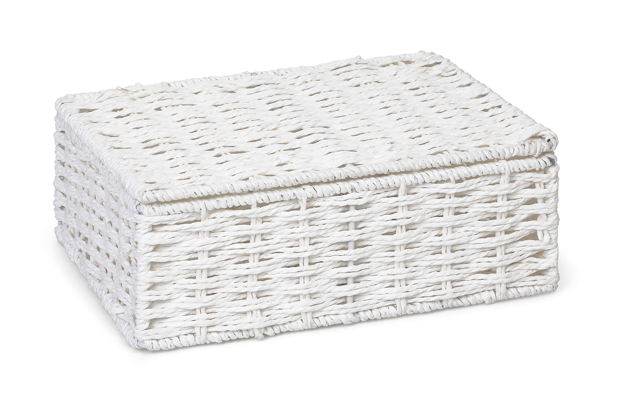 ARPAN Paper Rope Shelf Basket with Lid - Small | Stackable Storage | Natural Color 1