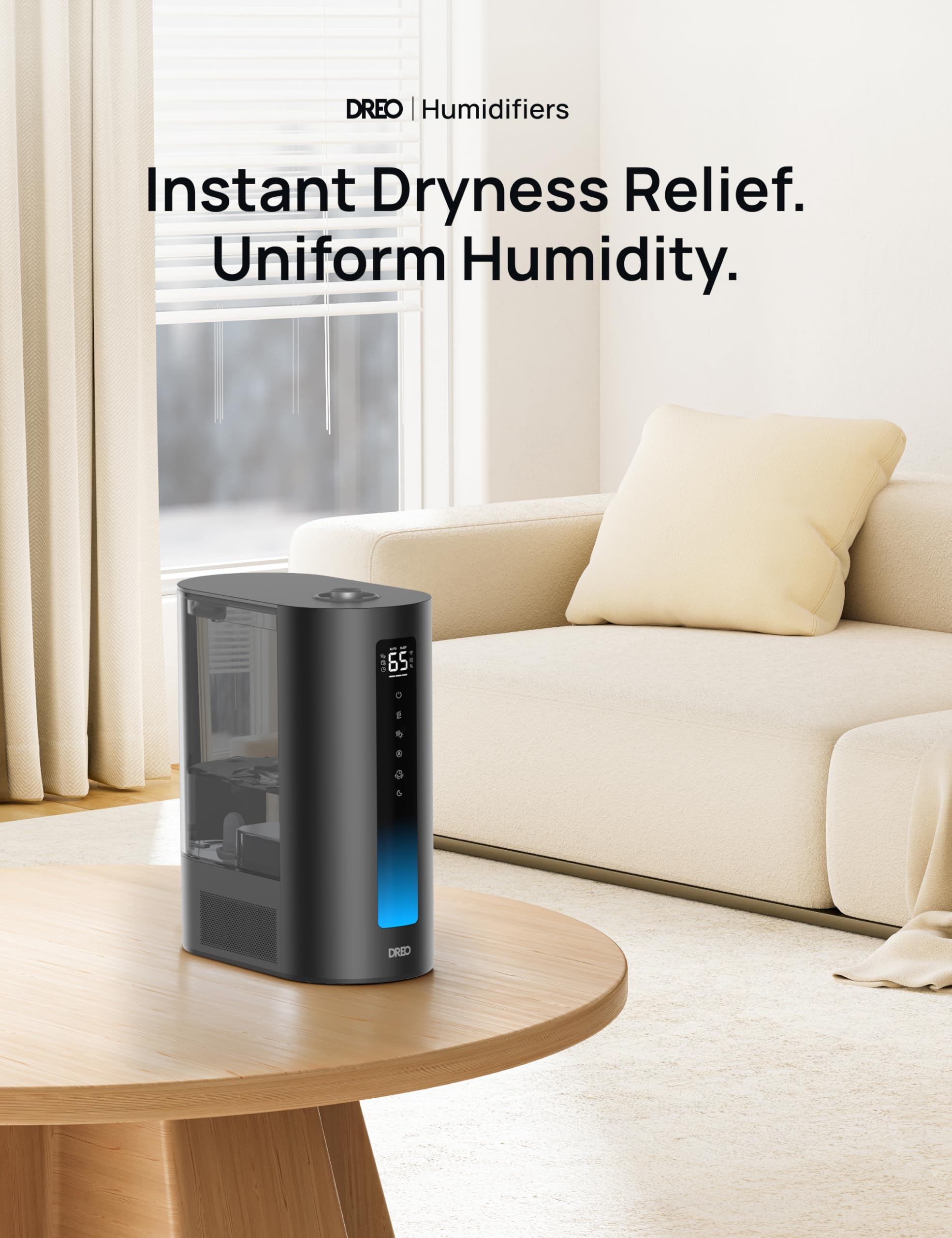 Dreo 6L Smart Humidifier for Large Room - Warm & Cool Mist, Dual Aroma Tray | Black