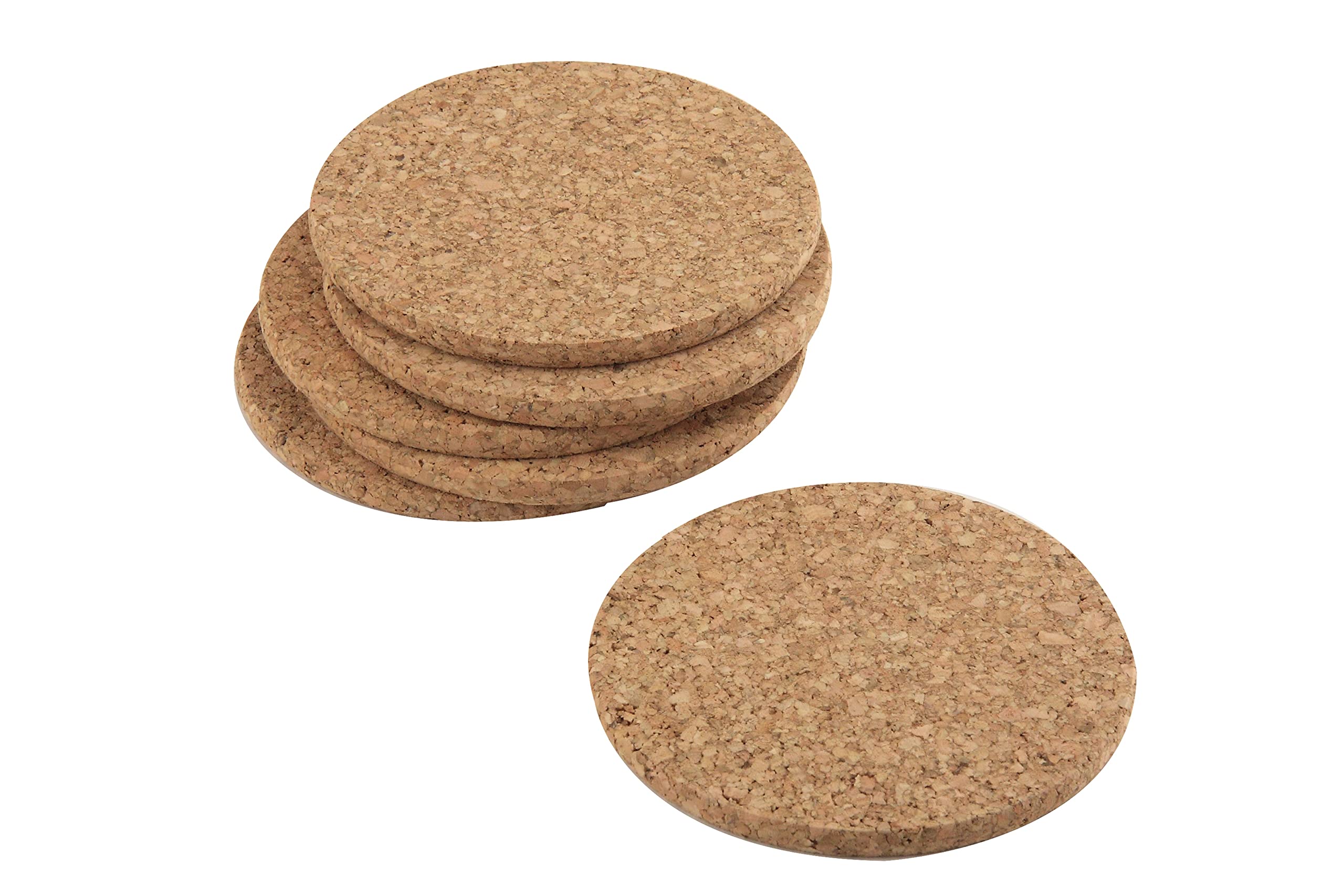 apollo 1560 Cork Coasters - Set of 6 Round Protectors | 10cm Diameter | Heat Resistant 5