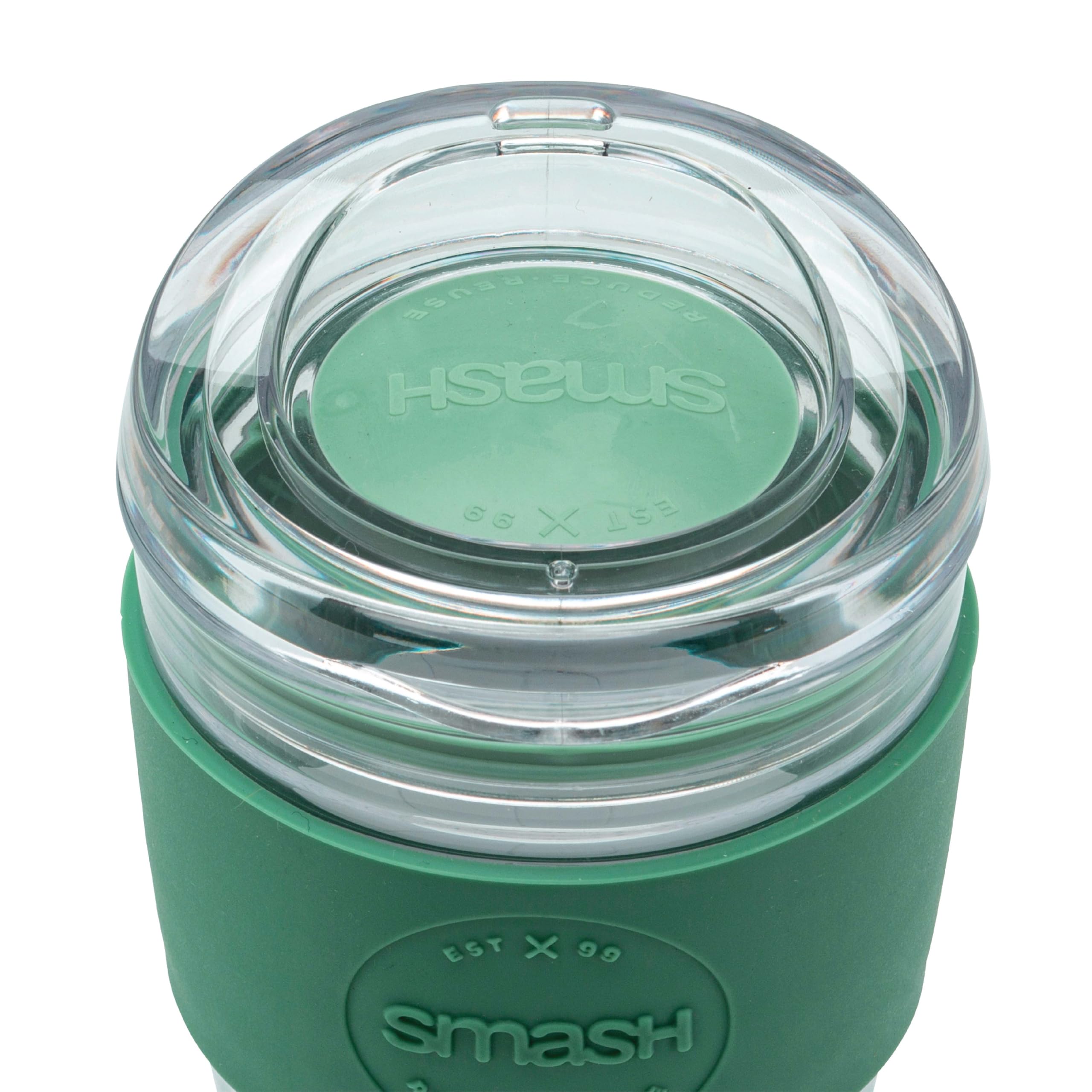 Smash Borosilicate Glass Coffee Cup - 350ml/8oz, Sage Sleeve | Barista Friendly Reusable Cup 6