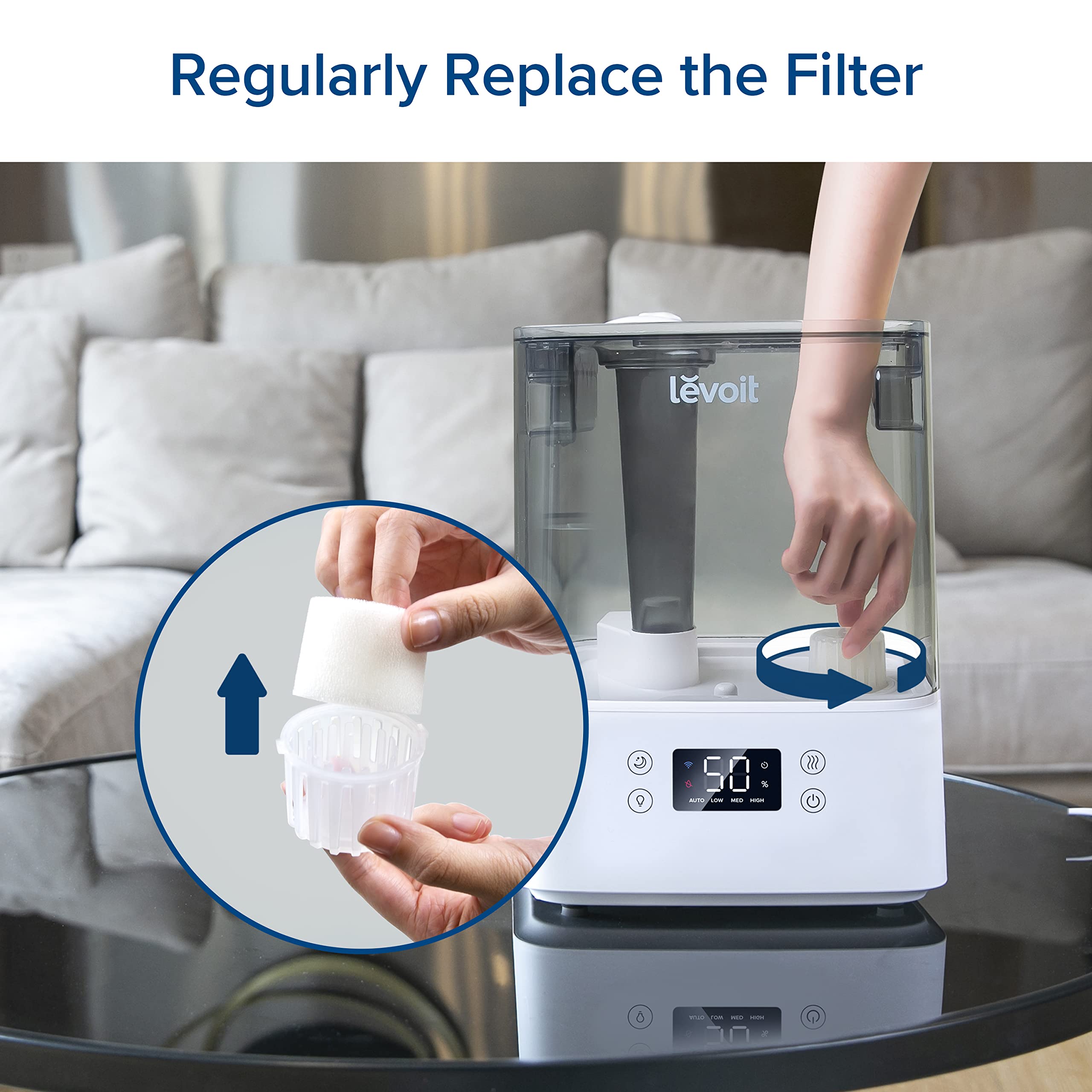 Levoit Humidifier Replacement Filters - 10 Pack | Captures Fine Particles | Gray Sponge Material 4