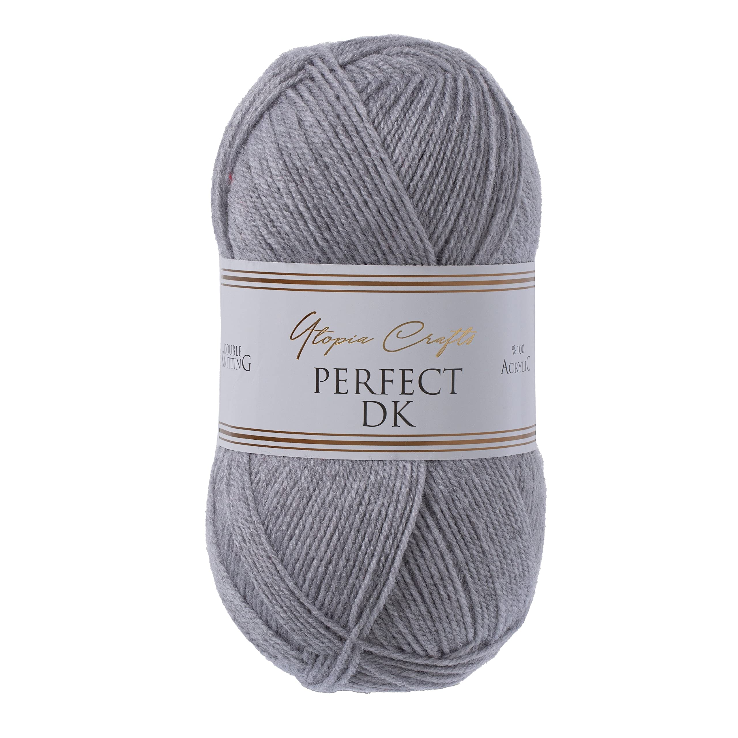 Utopia Crafts DK Double Knitting Yarn - 100% Acrylic, Light Grey Heather | 100g Ball 1