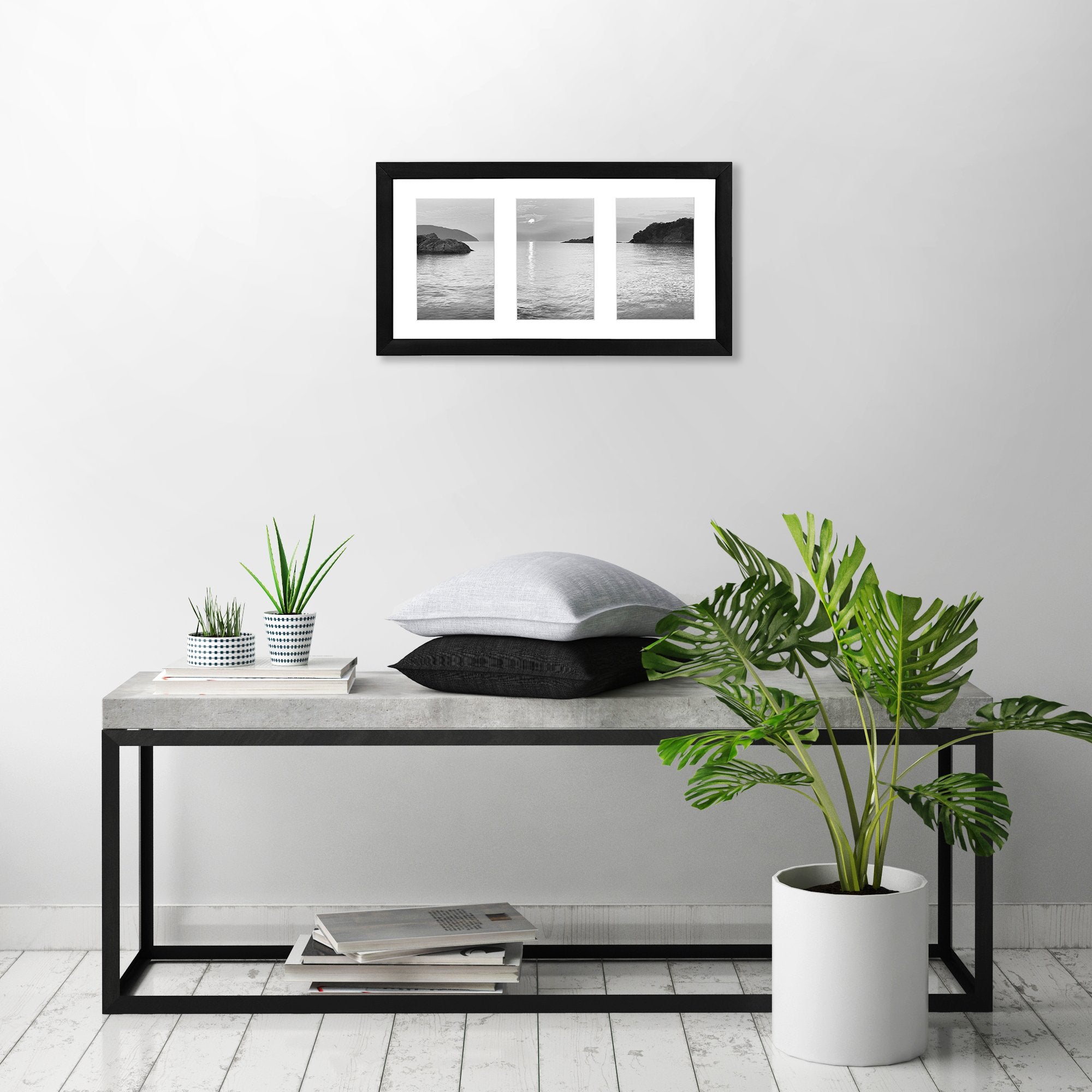 Americanflat Black 8x16 Collage Photo Frame for One 8x16 or Three 4x6 Photos | Shatter-Resistant Glass