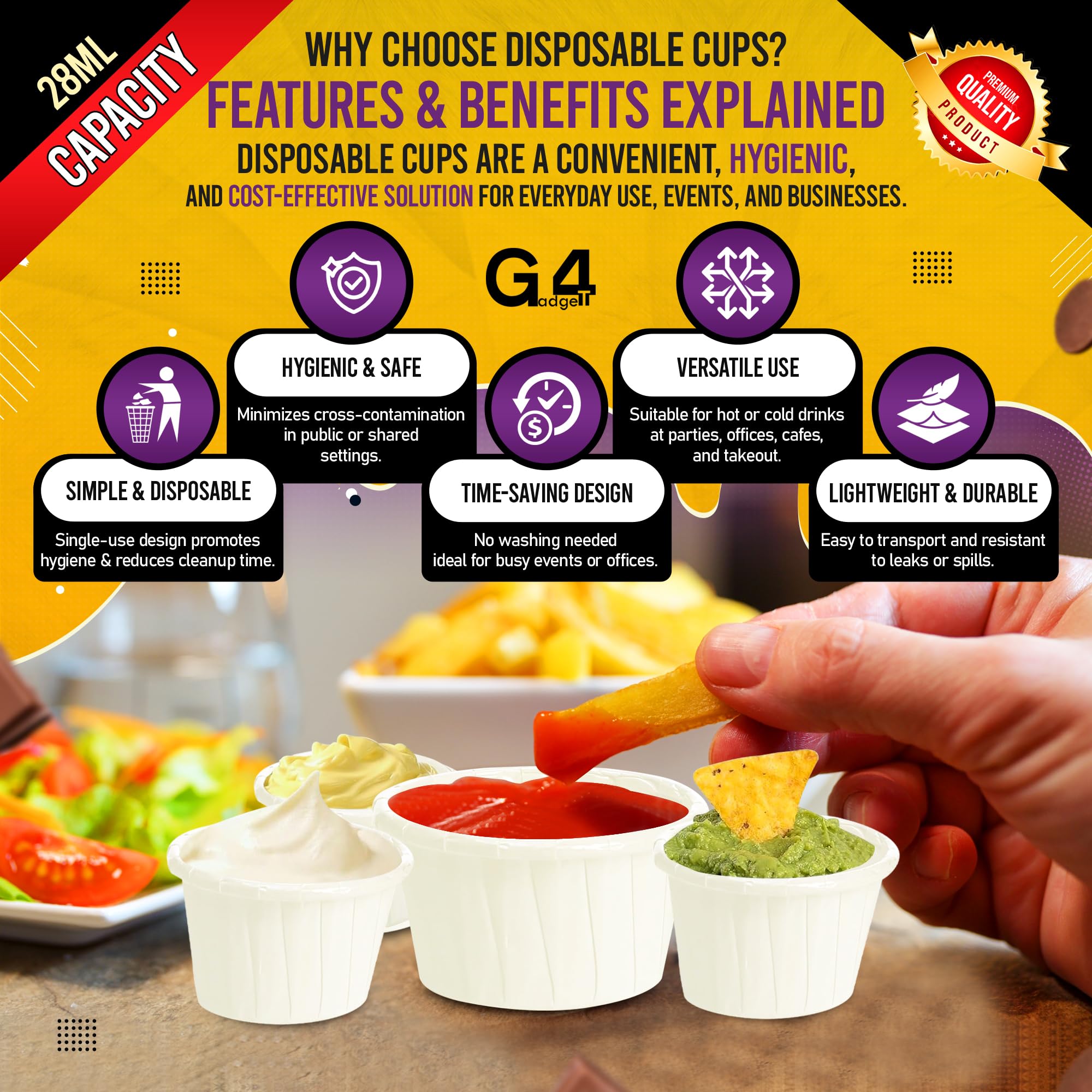 G4GADGET 250x Wax Paper Medicine Pots - 28ml Fluid Resistant Disposable Cups 5