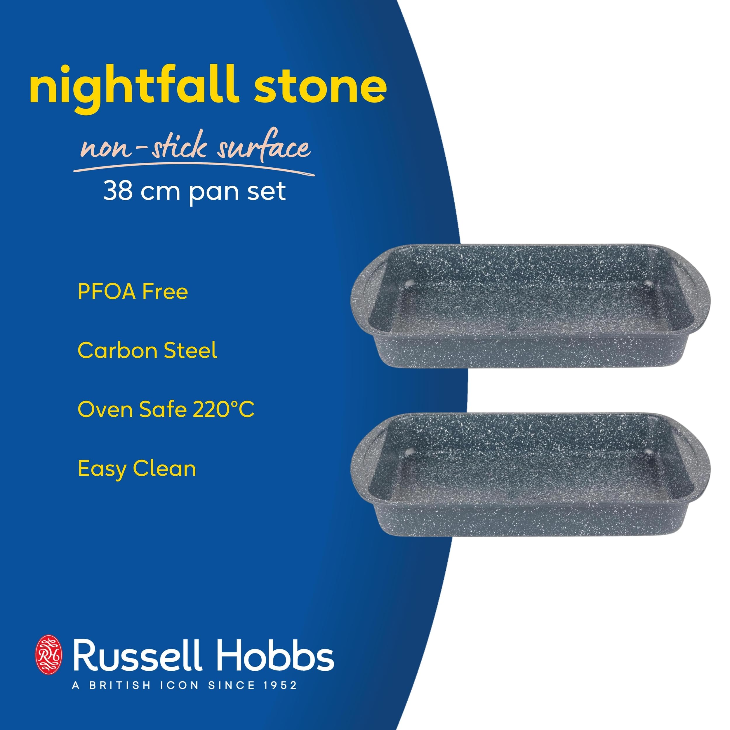 Russell Hobbs Set of 2 Roasting Pans - 38cm Carbon Steel, Non-Stick, Oven Safe to 220°C 2