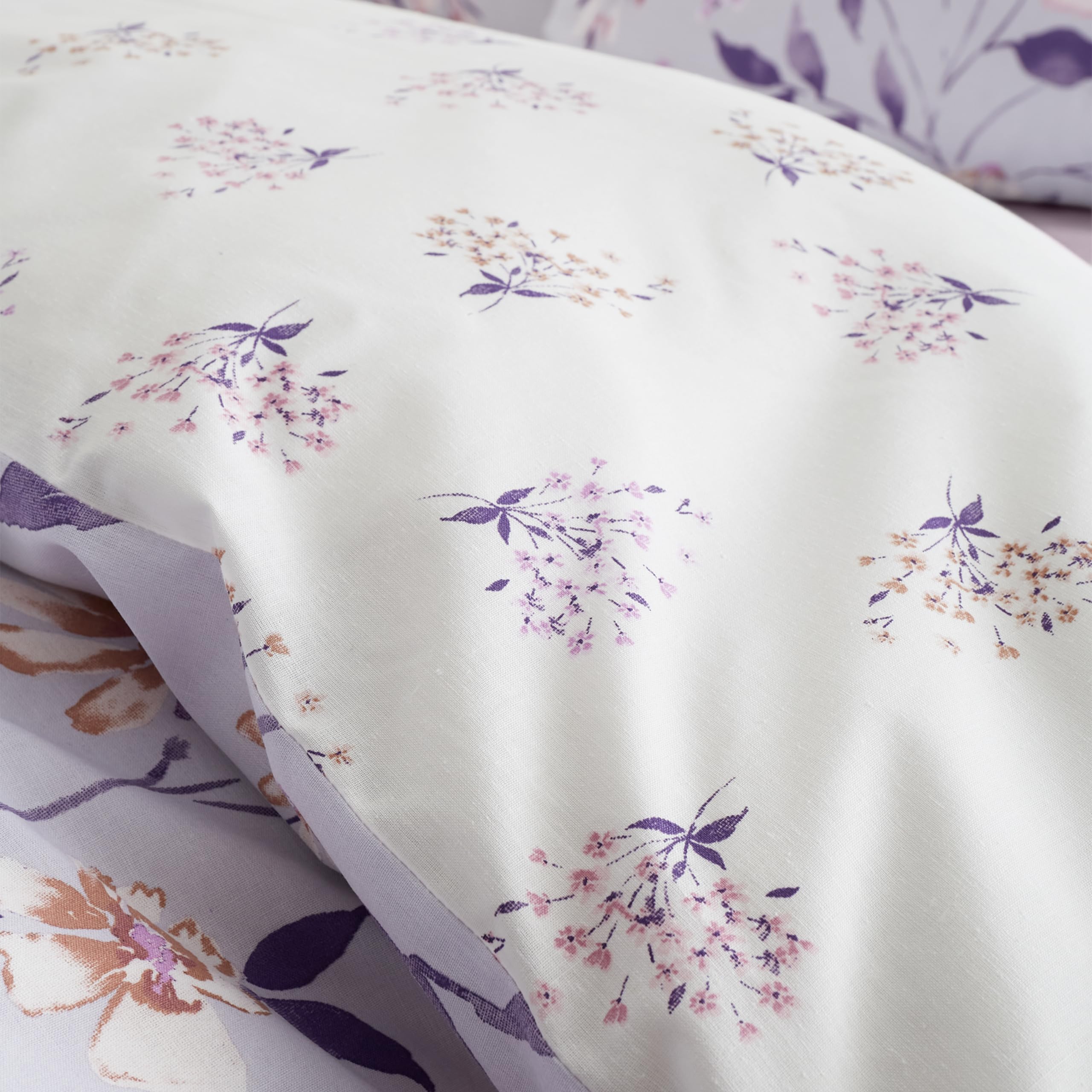 Catherine Lansfield Isadora Floral Reversible Double Duvet Cover Set | Lilac | Polycotton 4