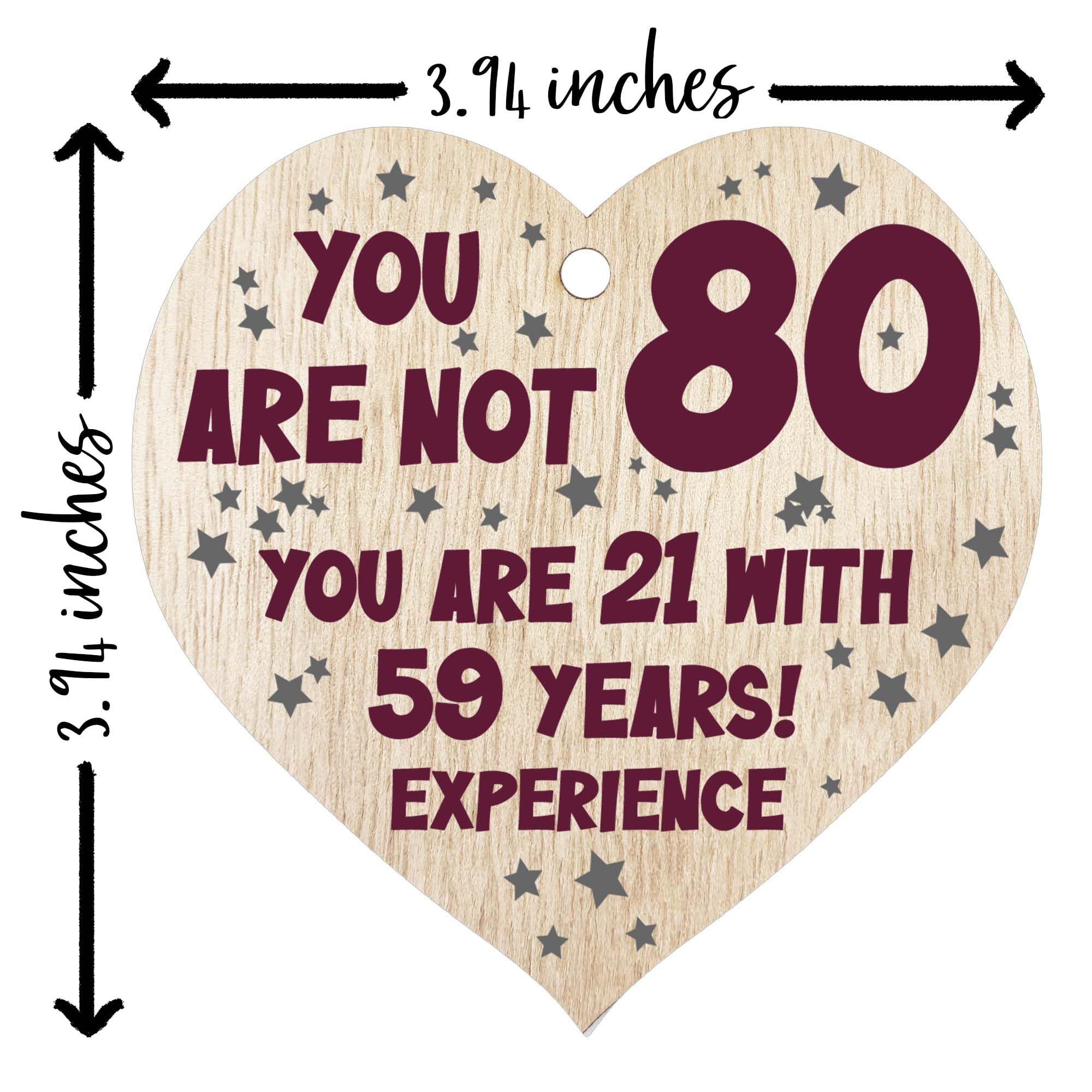 Stuff4 80th Birthday Wooden Heart Plaque Keepsake | Light Wood Sign | Gift for Women Men 6